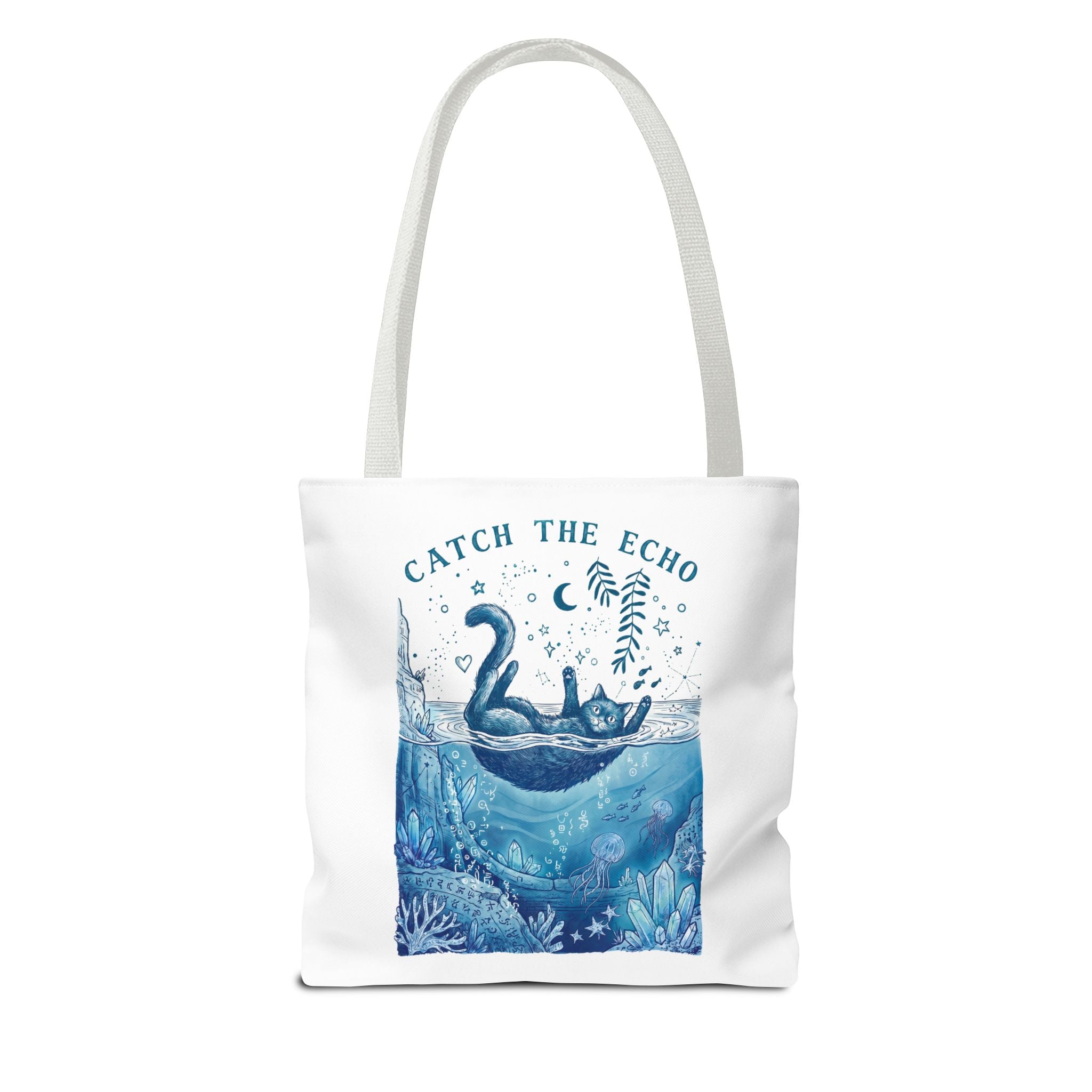 Cat Ocean Adventure Tote Bag | Vintage Underwater Graphic Canvas Bag