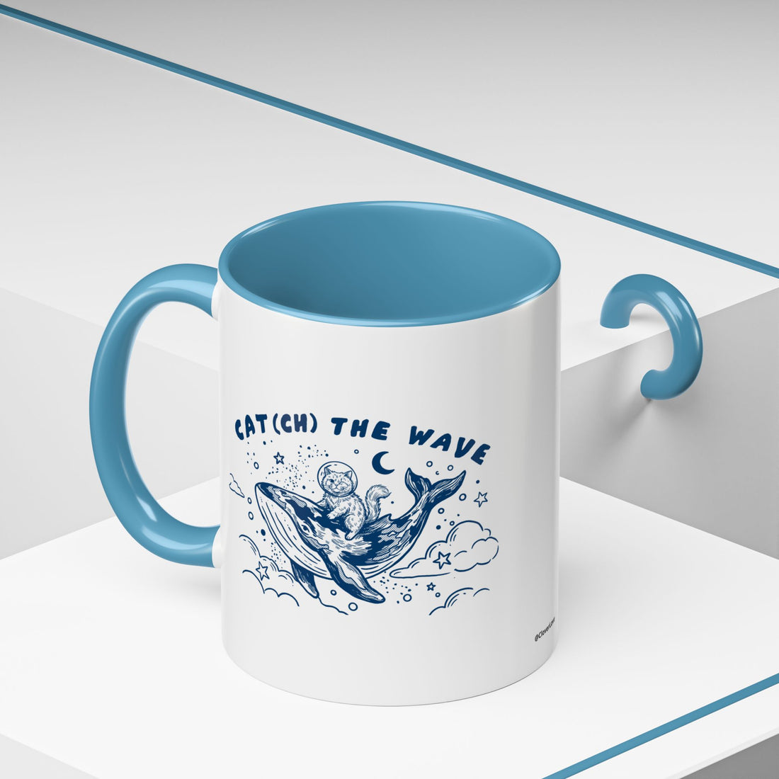 Cat's Wave Adventure Mug - Cute Cat Whale Ocean Coffee Cup