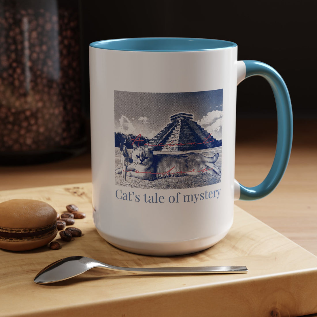 Chichen Itza Cat Travel Mug - Mexico Landmark Coffee Cup for Cat Lovers