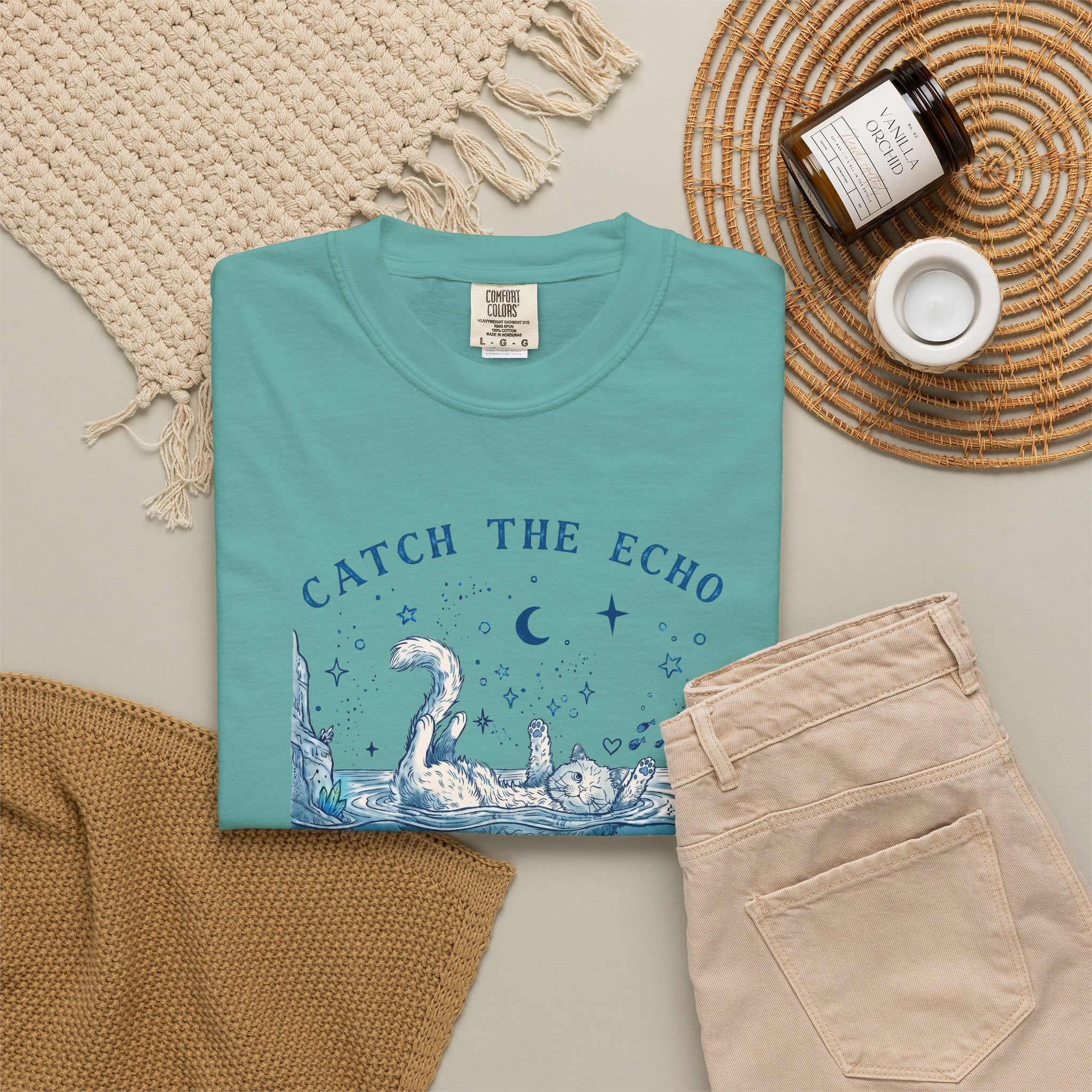 Catch The Echo Cat T-Shirt - Vintage Fantasy Animal Shirt for Cat Lovers