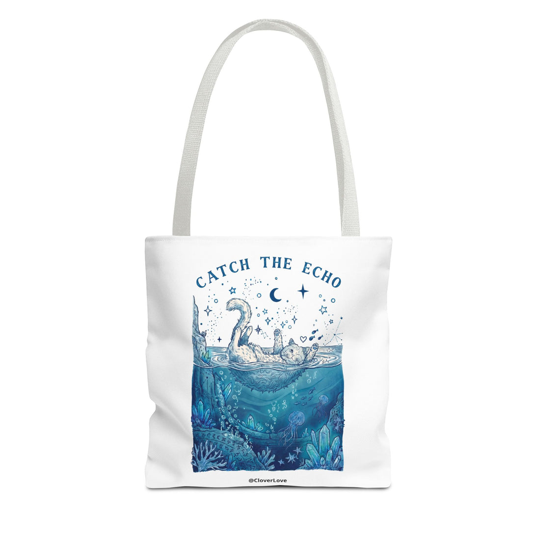 Cat Ocean Adventure Tote Bag | Vintage Underwater Graphic Canvas Bag