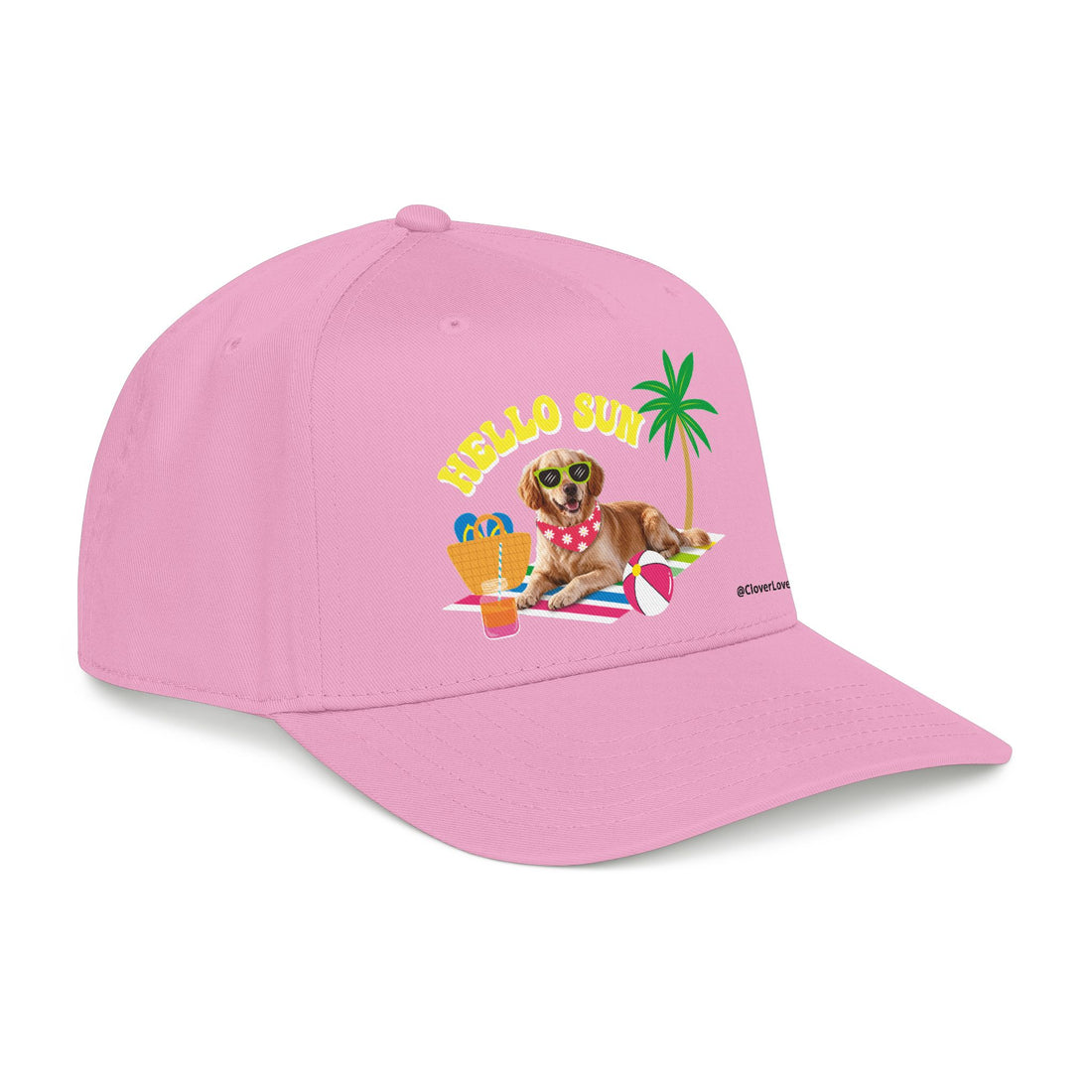 Custom Summer Dog Hat, Hello Sun Beach Puppy Baseball Cap, Personalized Pet Hat