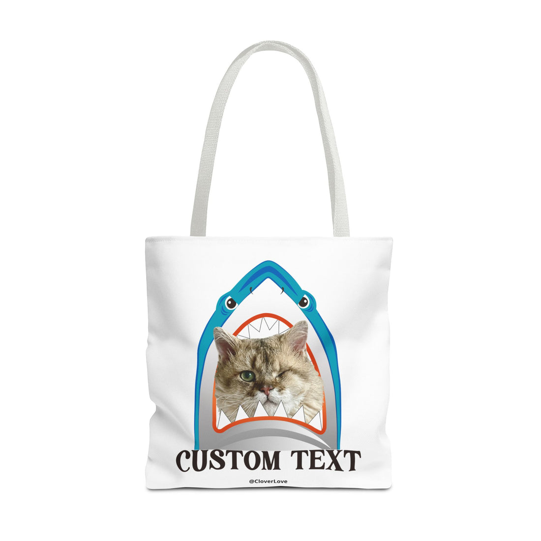 Funny Cat Tote Bag | Custom Pet Photo Shark Summer Bag