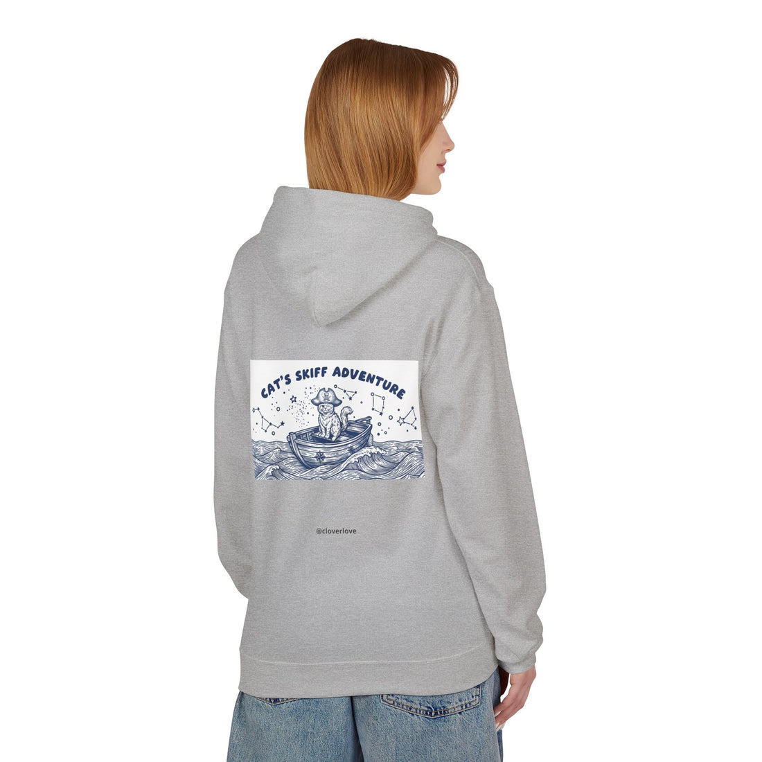 Katzen-Skiff-Abenteuer-Kapuzenpullover | Vintage Ozean Nautisch Grafik Sweatshirt