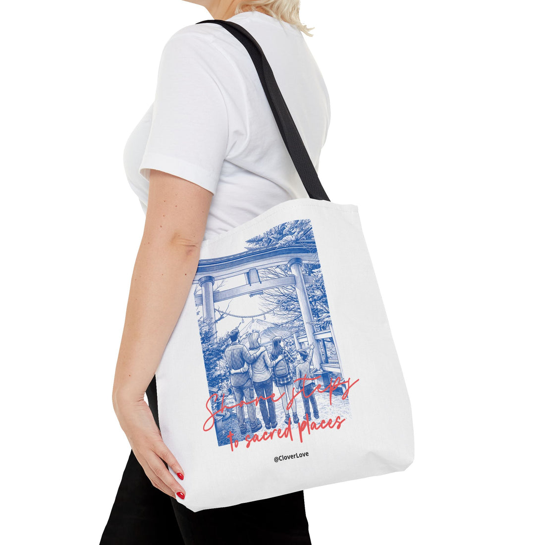 Japan Travel Tote Bag | Vintage Torii Gate Fuji Mountain Canvas Bag