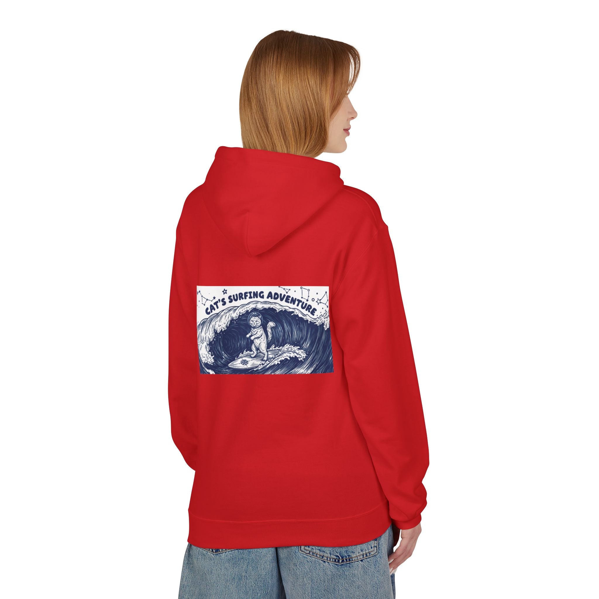 Cat's Surfing Adventure Hoodie | Vintage Ocean Graphic Sweatshirt
