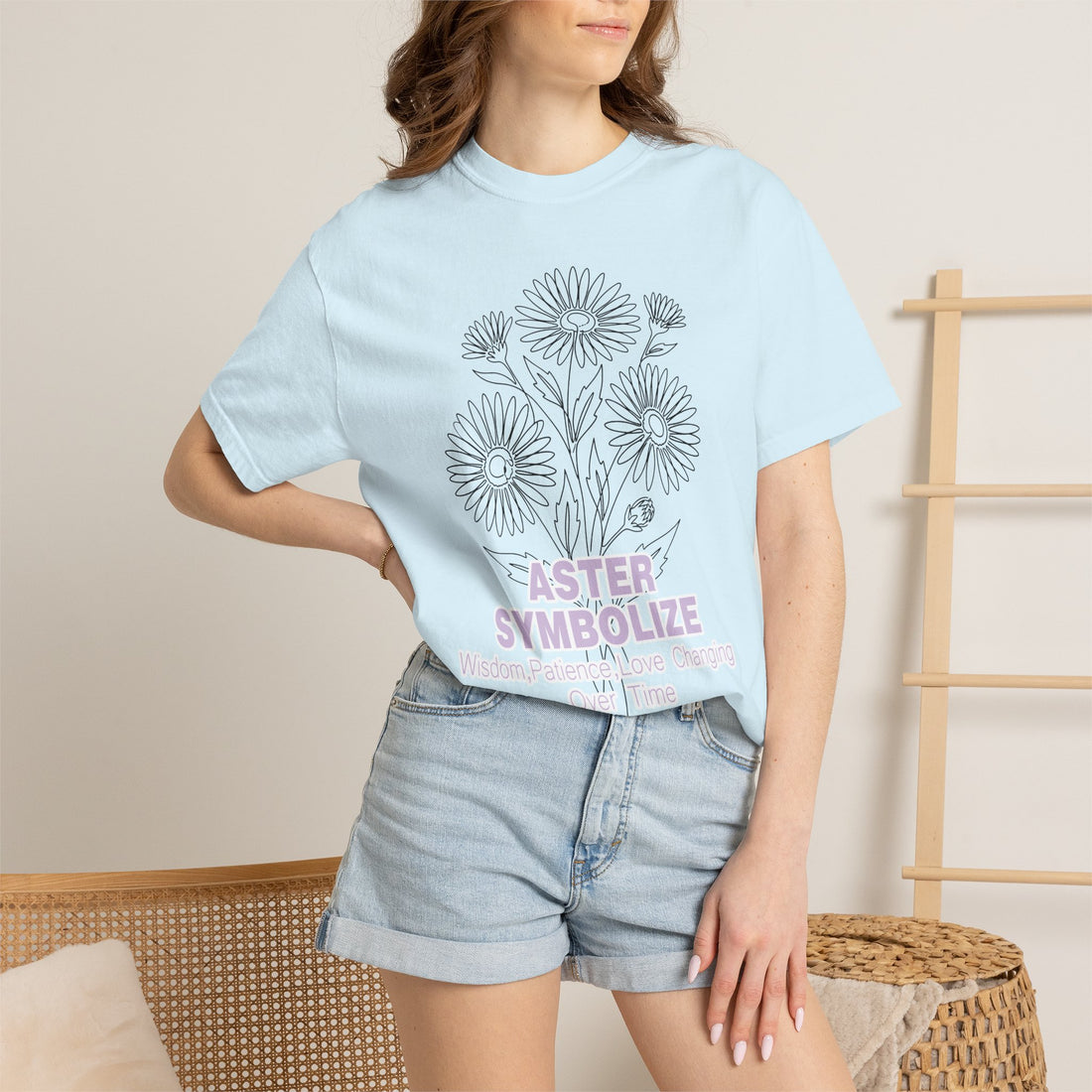Aster Flower T-Shirt - Botanical Graphic Shirt for Flower Lovers