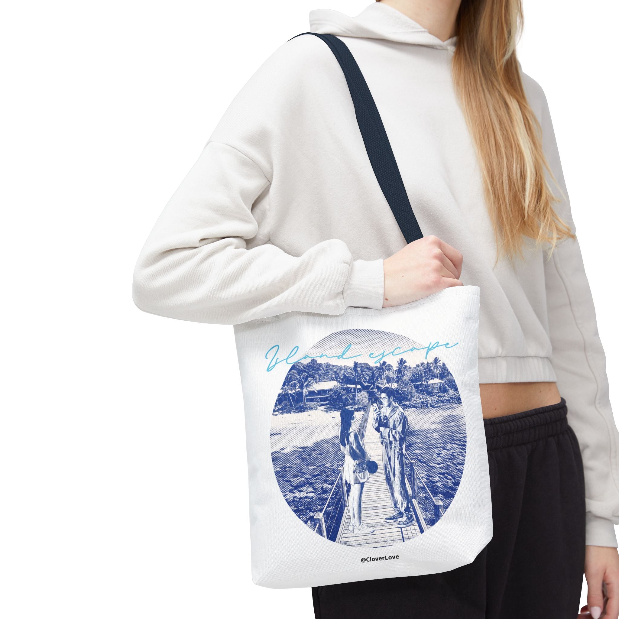 Island Escape Tote Bag | Vintage Beach Travel Canvas Bag