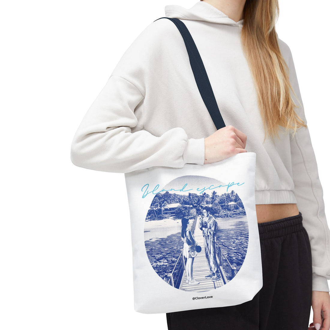 Island Escape Tote Bag | Vintage Beach Travel Canvas Bag