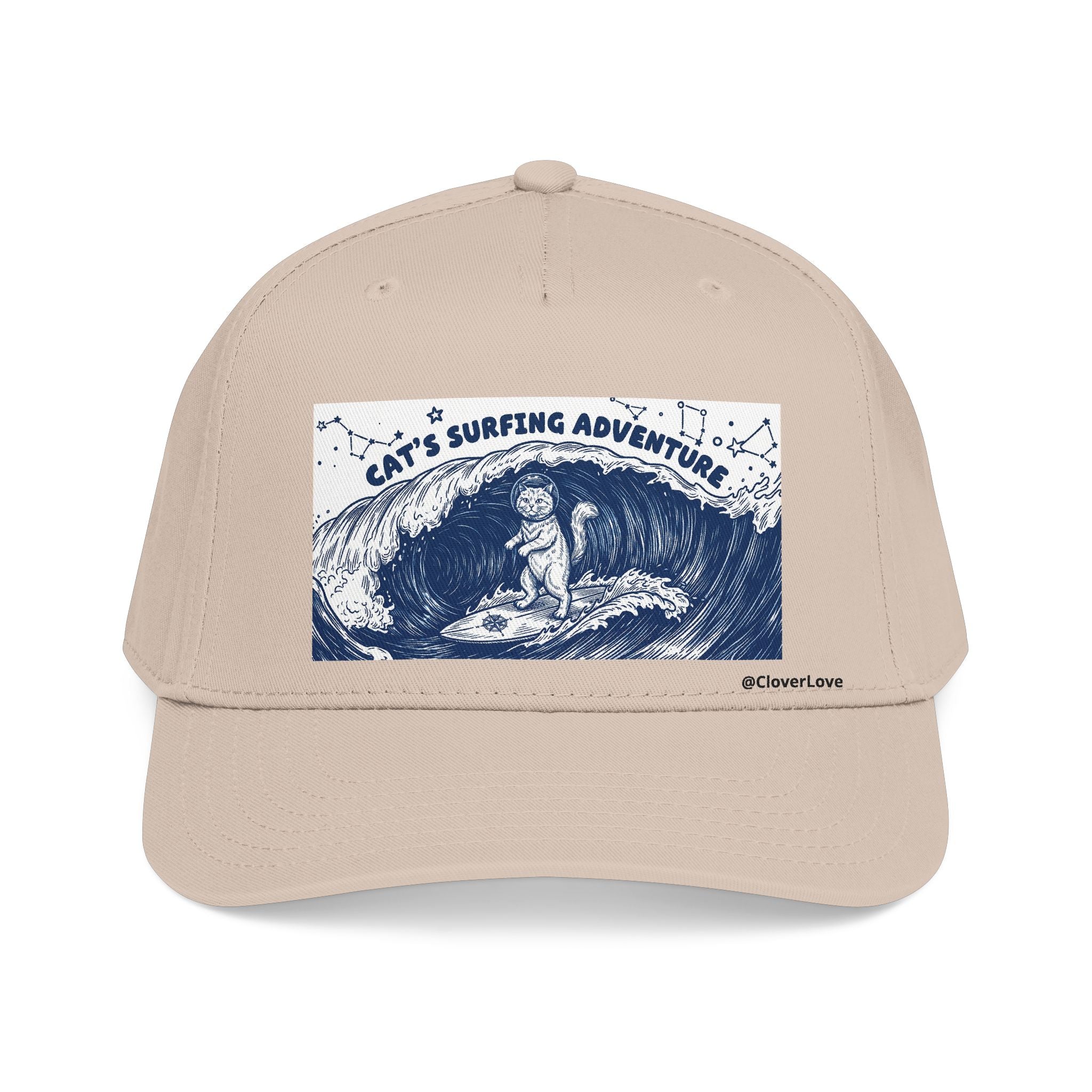 Cat Surfing Hat - Ocean Adventure Baseball Cap, Cute Cat Lover Gift