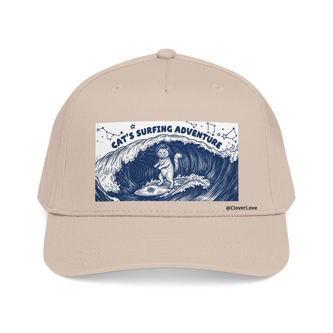 Cat Surfing Hat - Ocean Adventure Baseball Cap, Cute Cat Lover Gift
