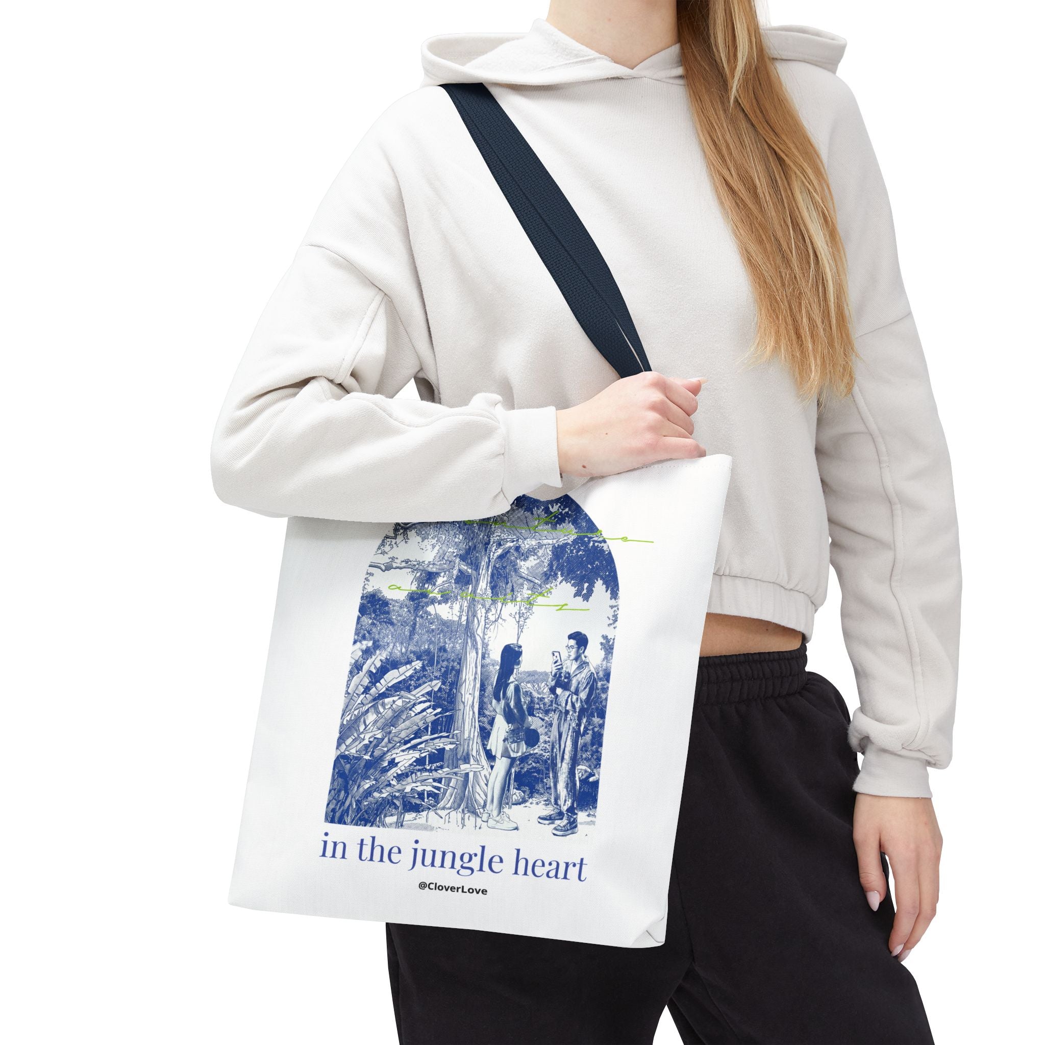 In The Jungle Heart Travel Tote Bag | Vintage Jungle Adventure Canvas Tote Bag