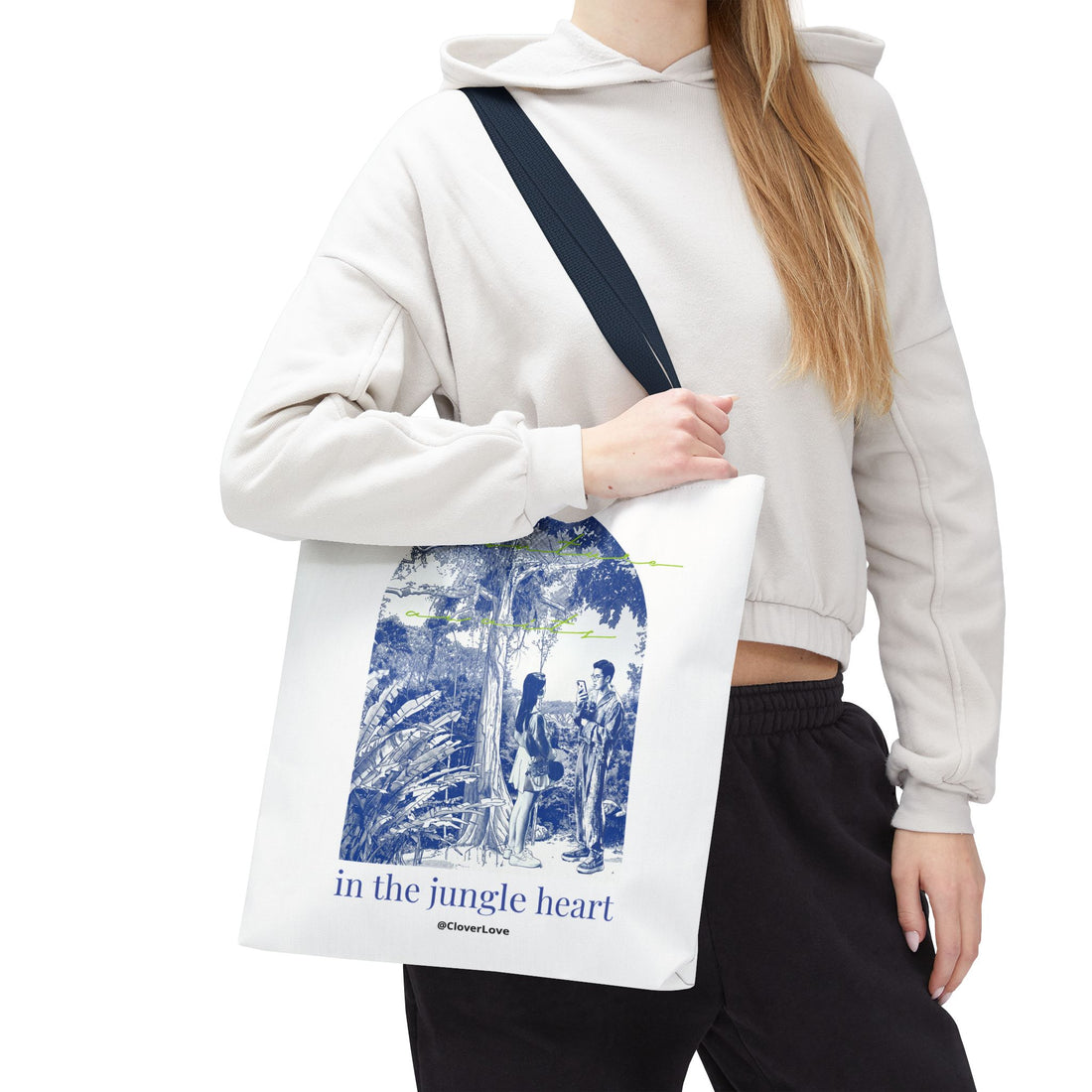 In The Jungle Heart Travel Tote Bag | Vintage Jungle Adventure Canvas Tote Bag