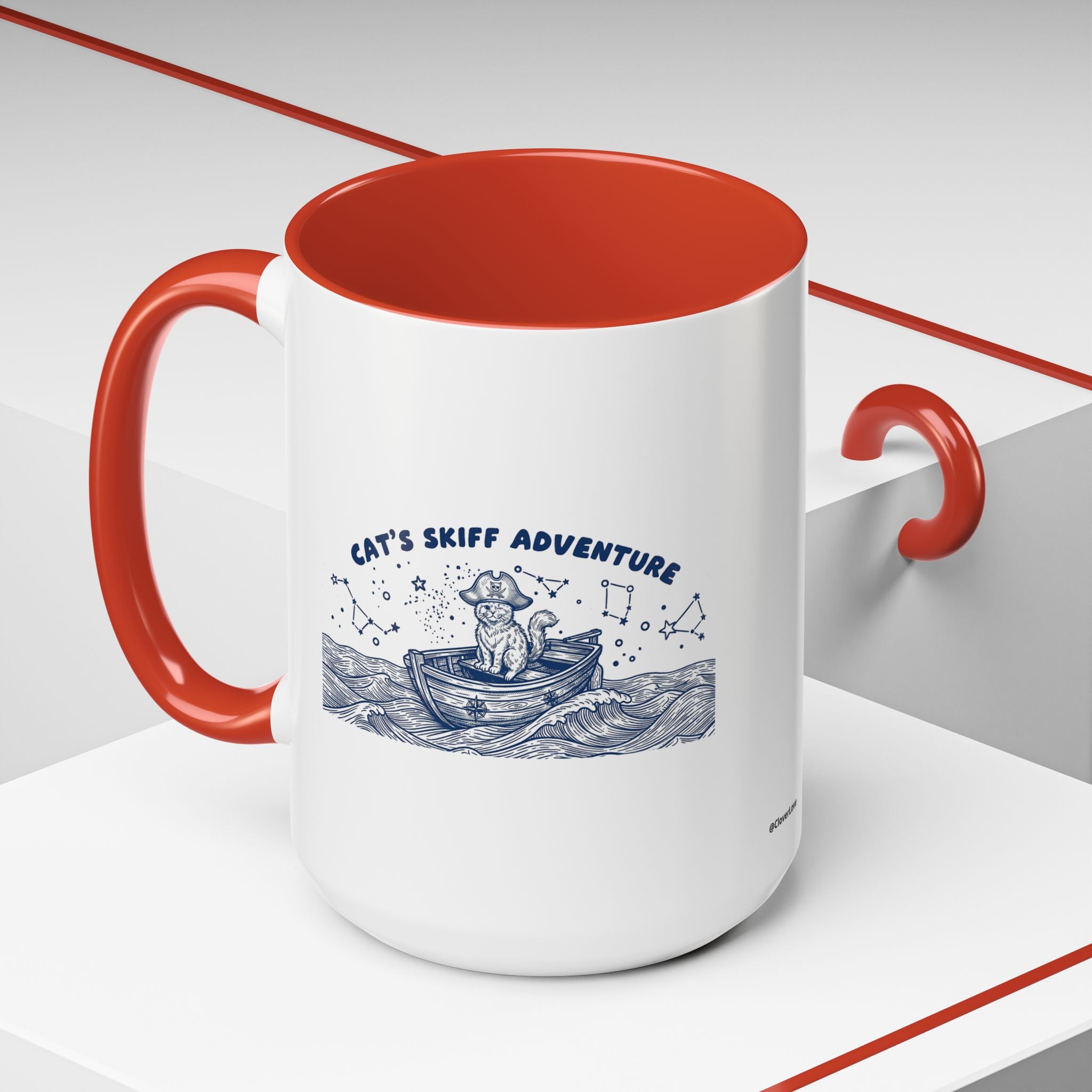 Cat's Skiff Adventure Ocean Mug - Cute Nautical Cat Lover Coffee Cup