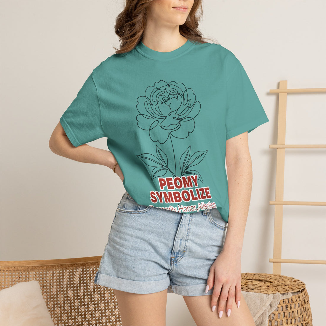 Peony Flower T-Shirt - Elegant Botanical Graphic Shirt for Flower Lovers