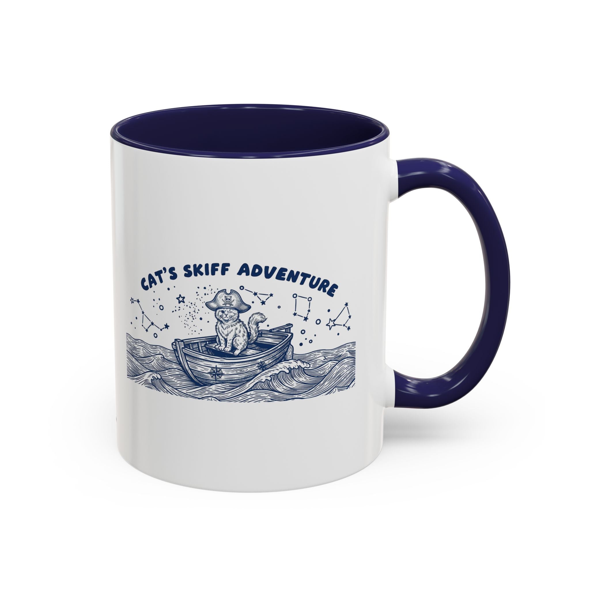 Cat's Skiff Adventure Ocean Mug - Cute Nautical Cat Lover Coffee Cup