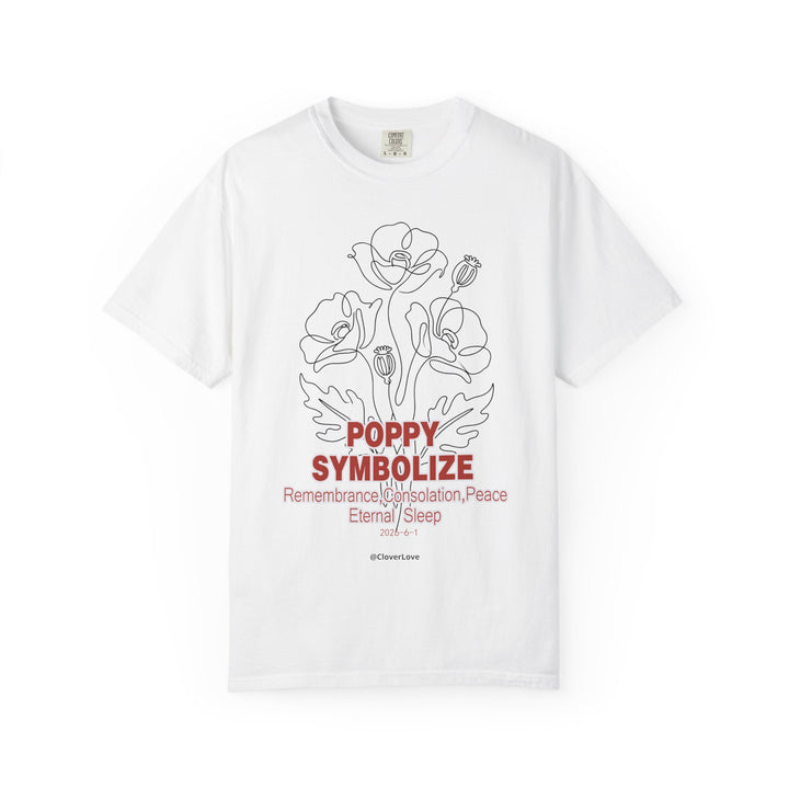 Poppy Flower T-Shirt - Memorial Botanical Graphic Shirt for Flower Lovers