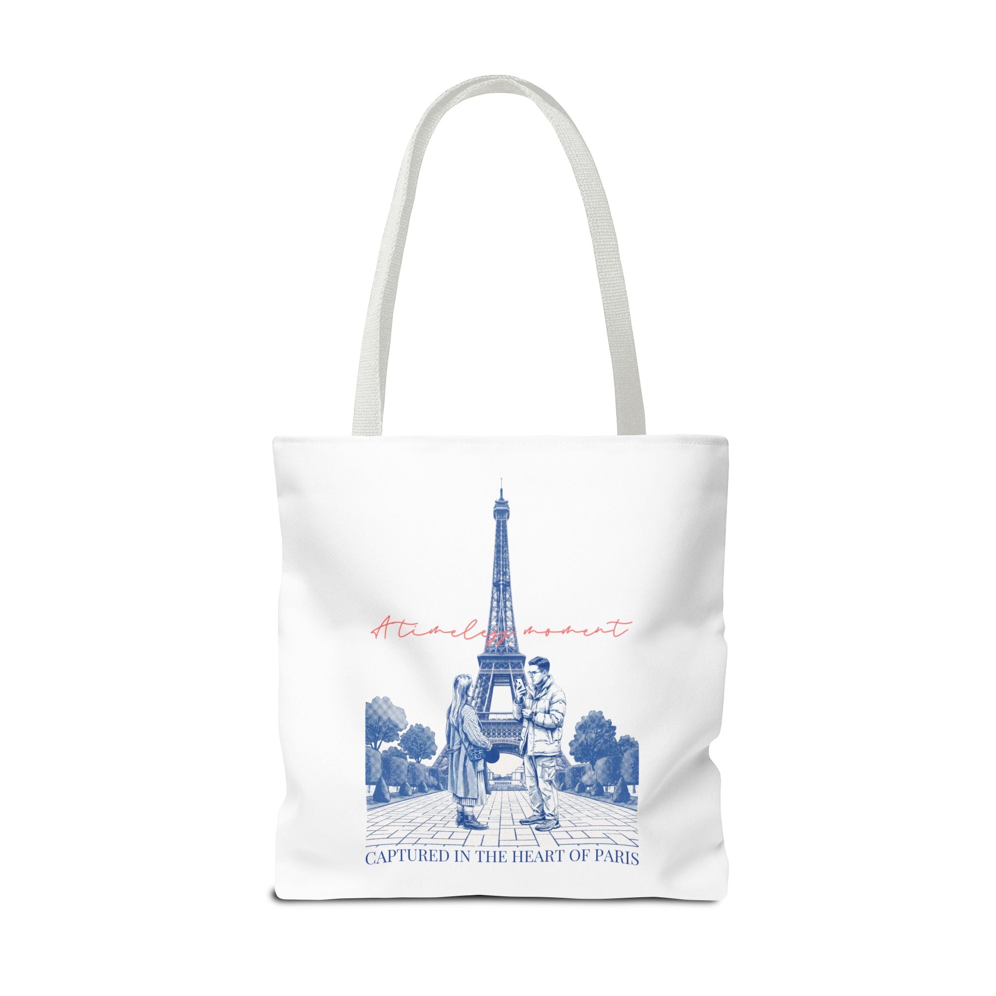 Paris Travel Tote Bag | Vintage Eiffel Tower Couple Canvas Bag