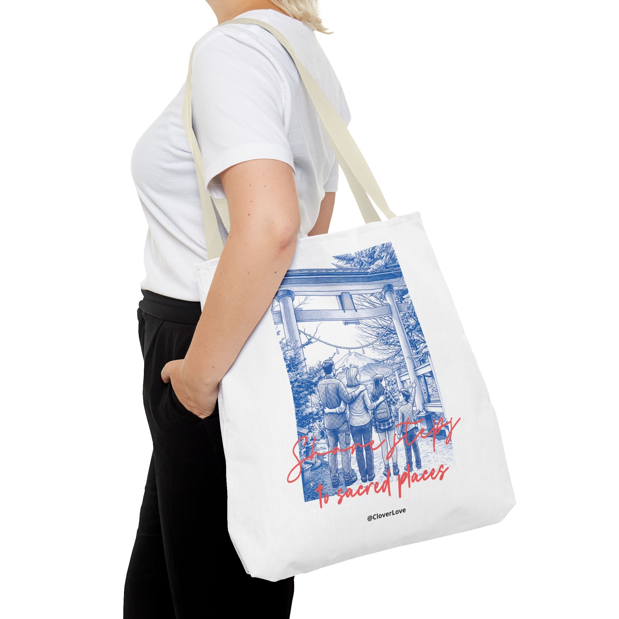 Japan Travel Tote Bag | Vintage Torii Gate Fuji Mountain Canvas Bag