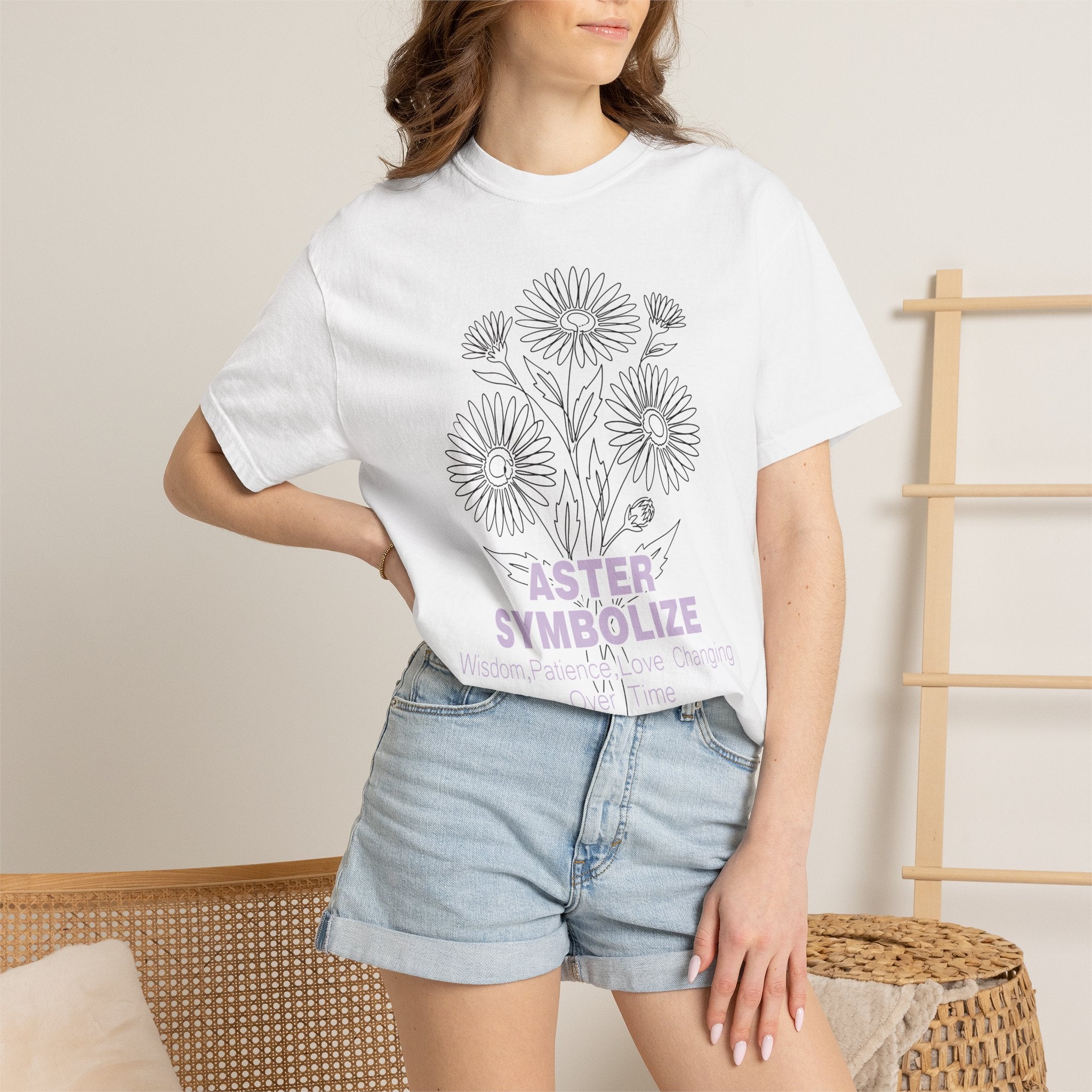 Aster Flower T-Shirt - Botanical Graphic Shirt for Flower Lovers