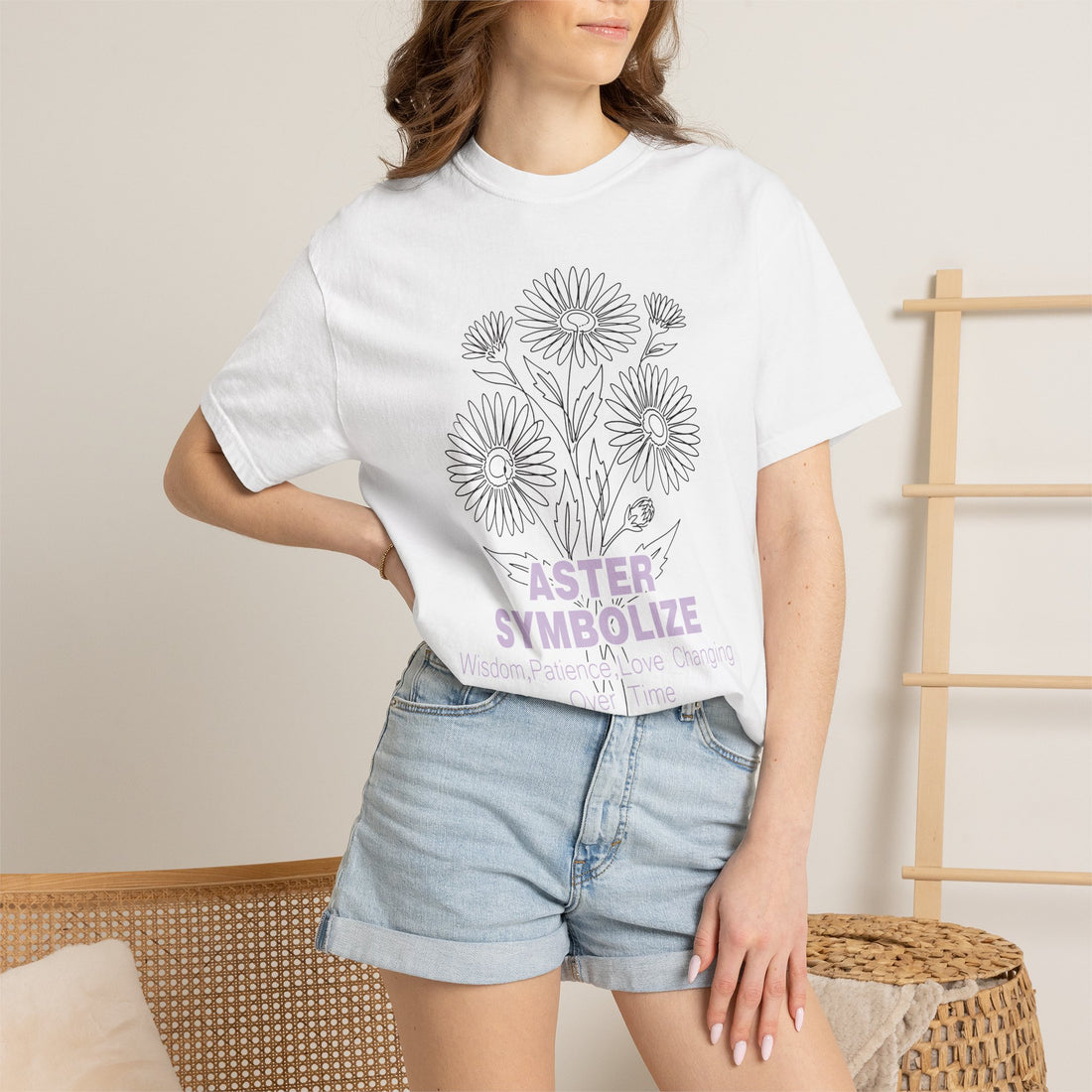 Aster Flower T-Shirt - Botanical Graphic Shirt for Flower Lovers