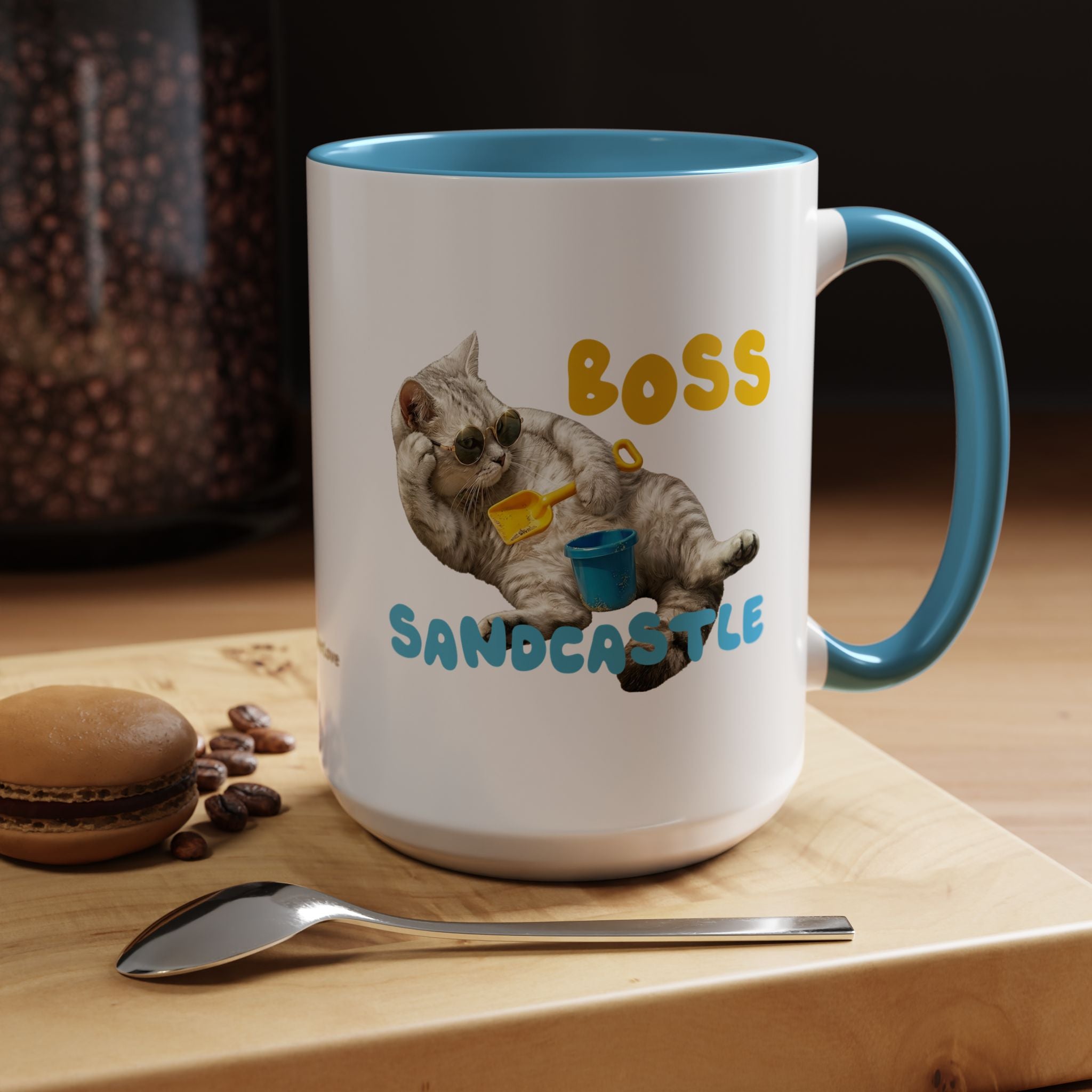 Funny Summer Cat Mug | Personalized Beach Cat Coffee Cup With Custom Text