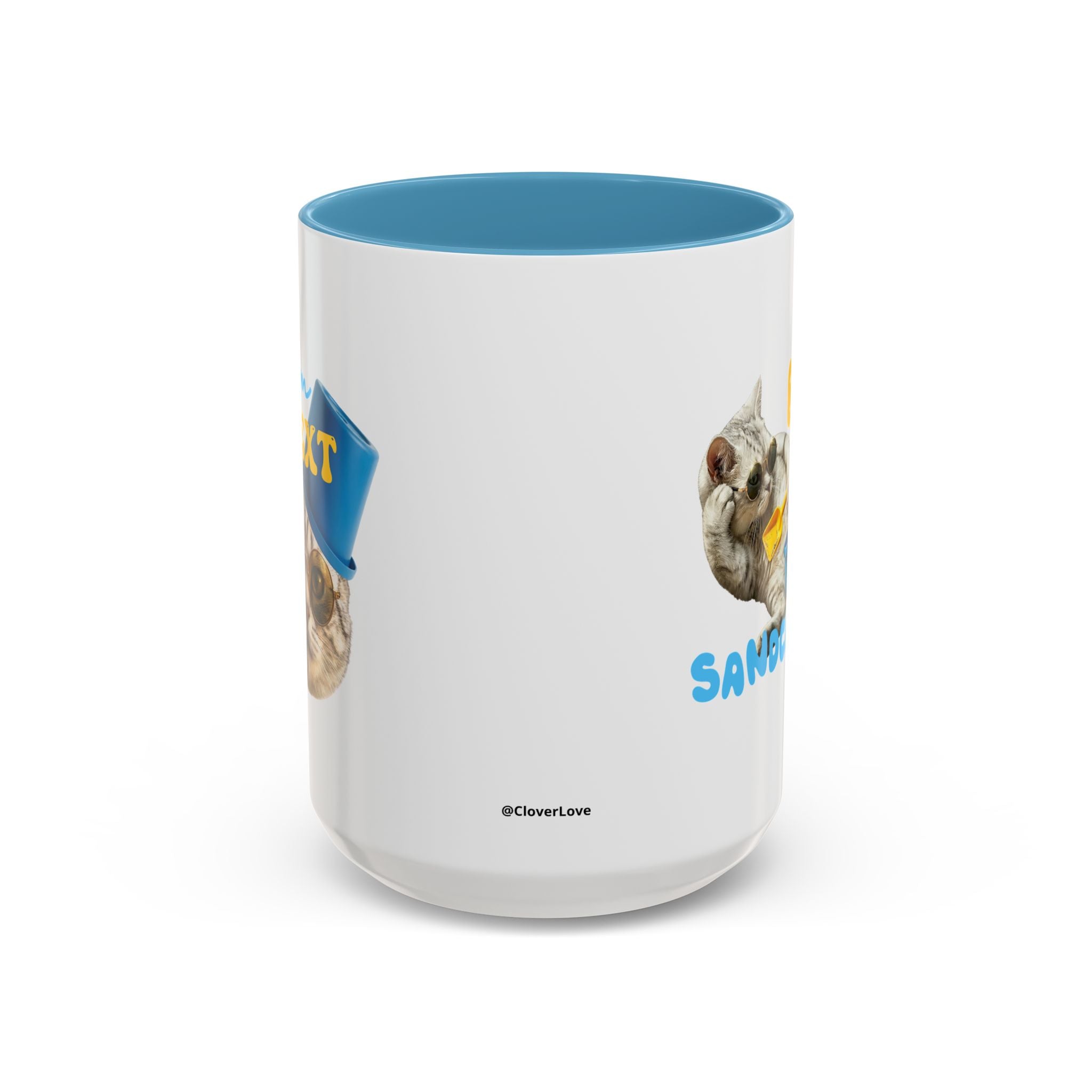 Lustige Sommerkatzen-Tasse | Personalisierte Strandkatzen-Kaffeetasse mit individuellem Text