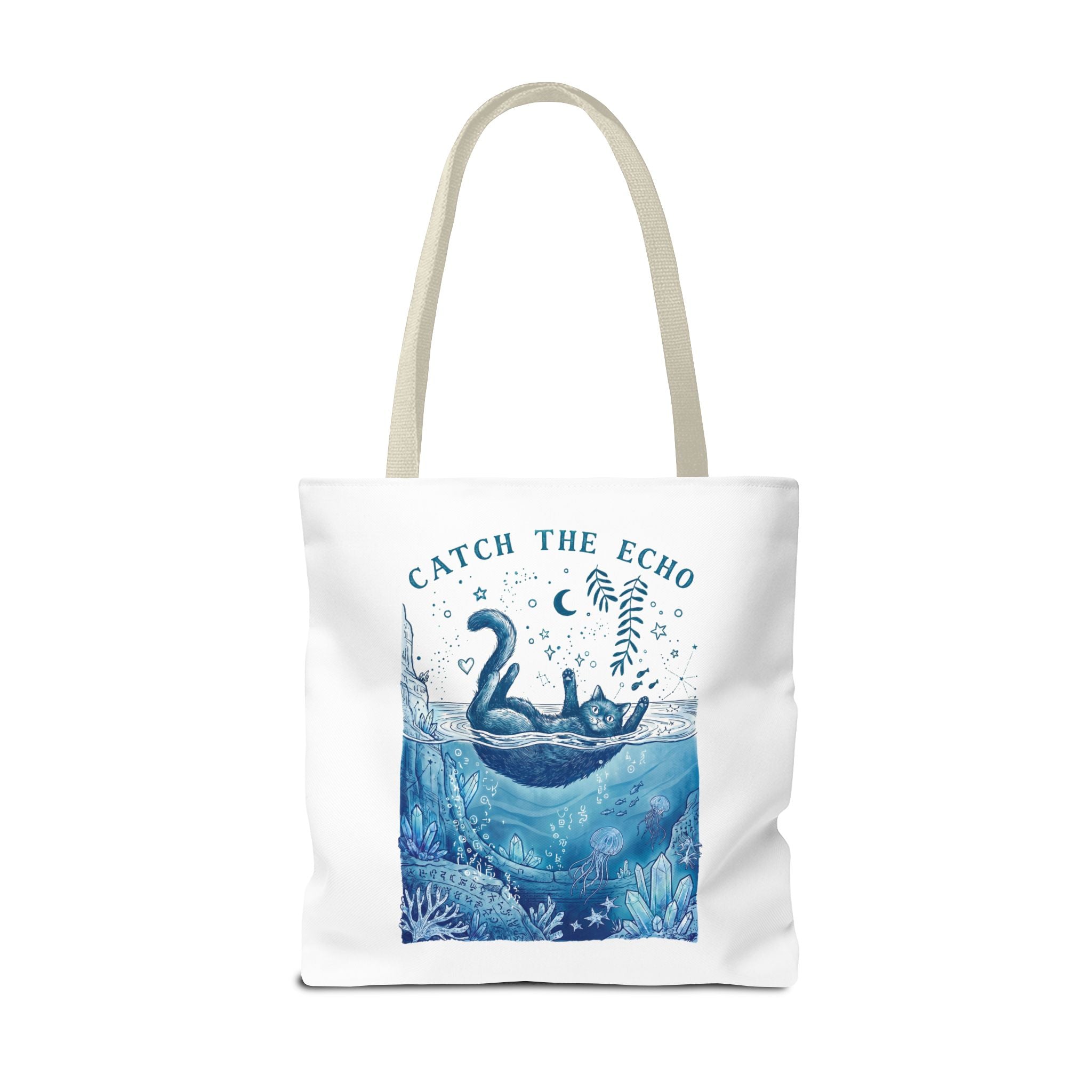 Cat Ocean Adventure Tote Bag | Vintage Underwater Graphic Canvas Bag