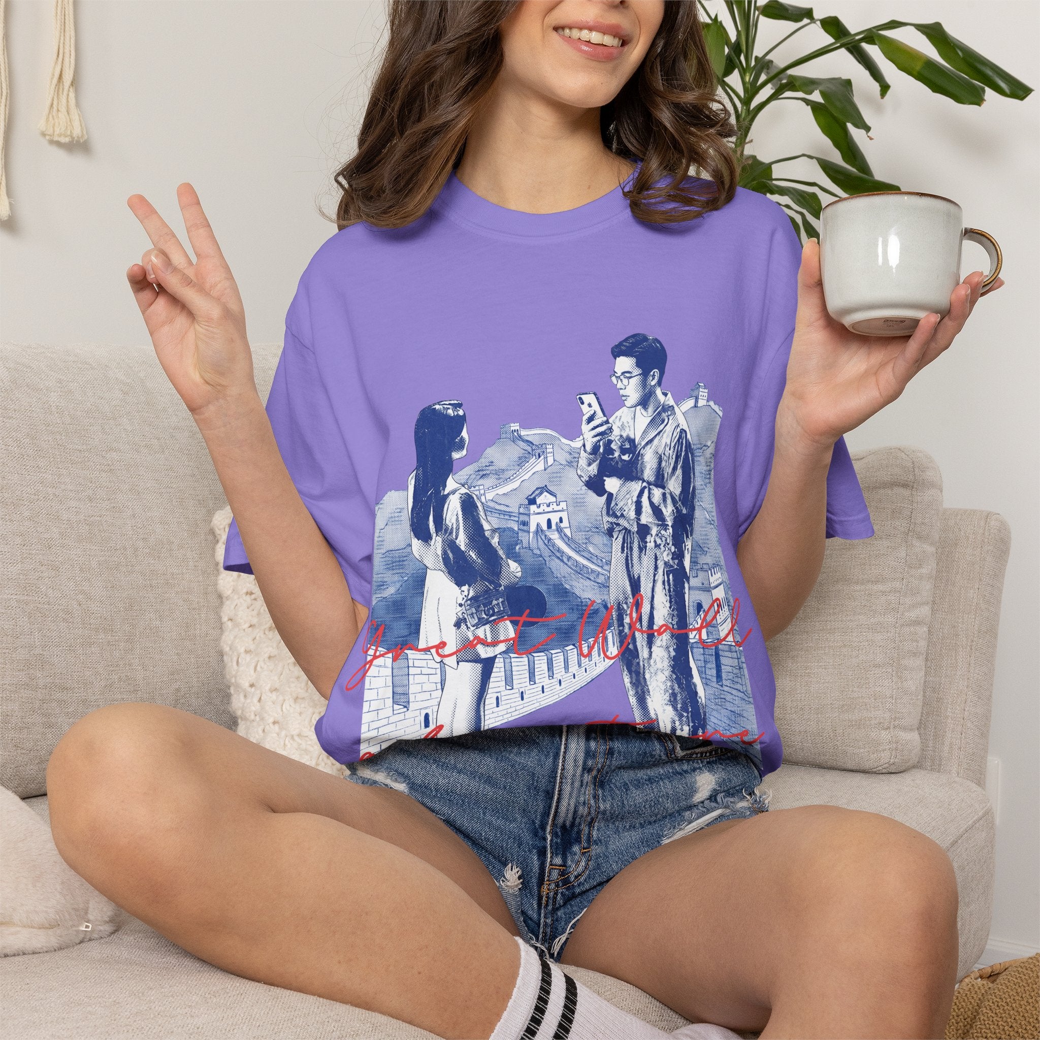 Custom Great Wall Travel Memory T-Shirt - Couple Vacation Gift