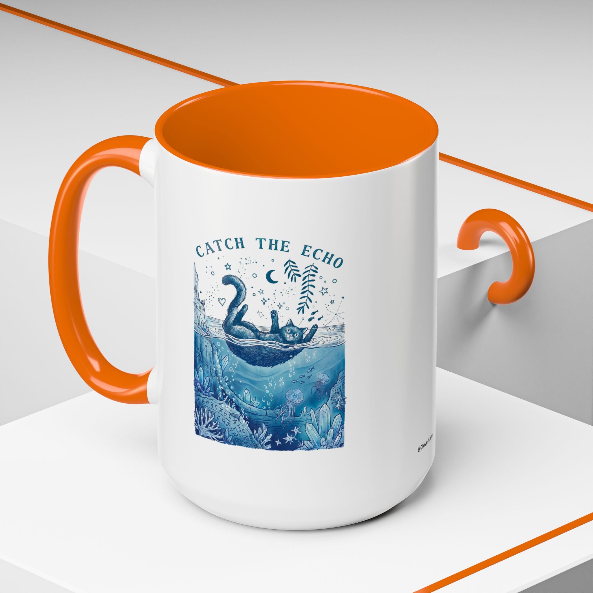 Cat's Ocean Echo Mug - Cute Underwater Cat Lover Coffee Cup