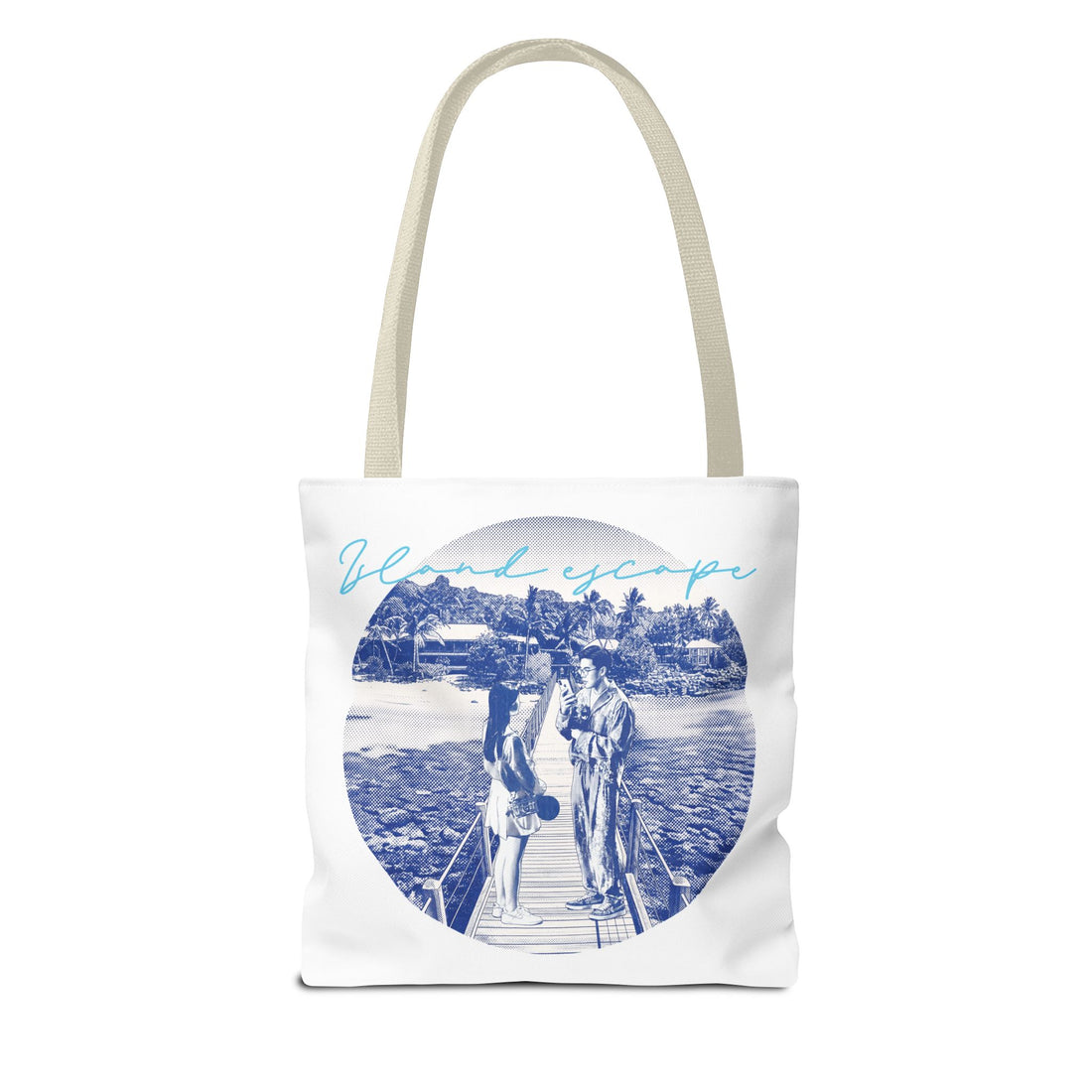 Island Escape Tote Bag | Vintage Beach Travel Canvas Bag
