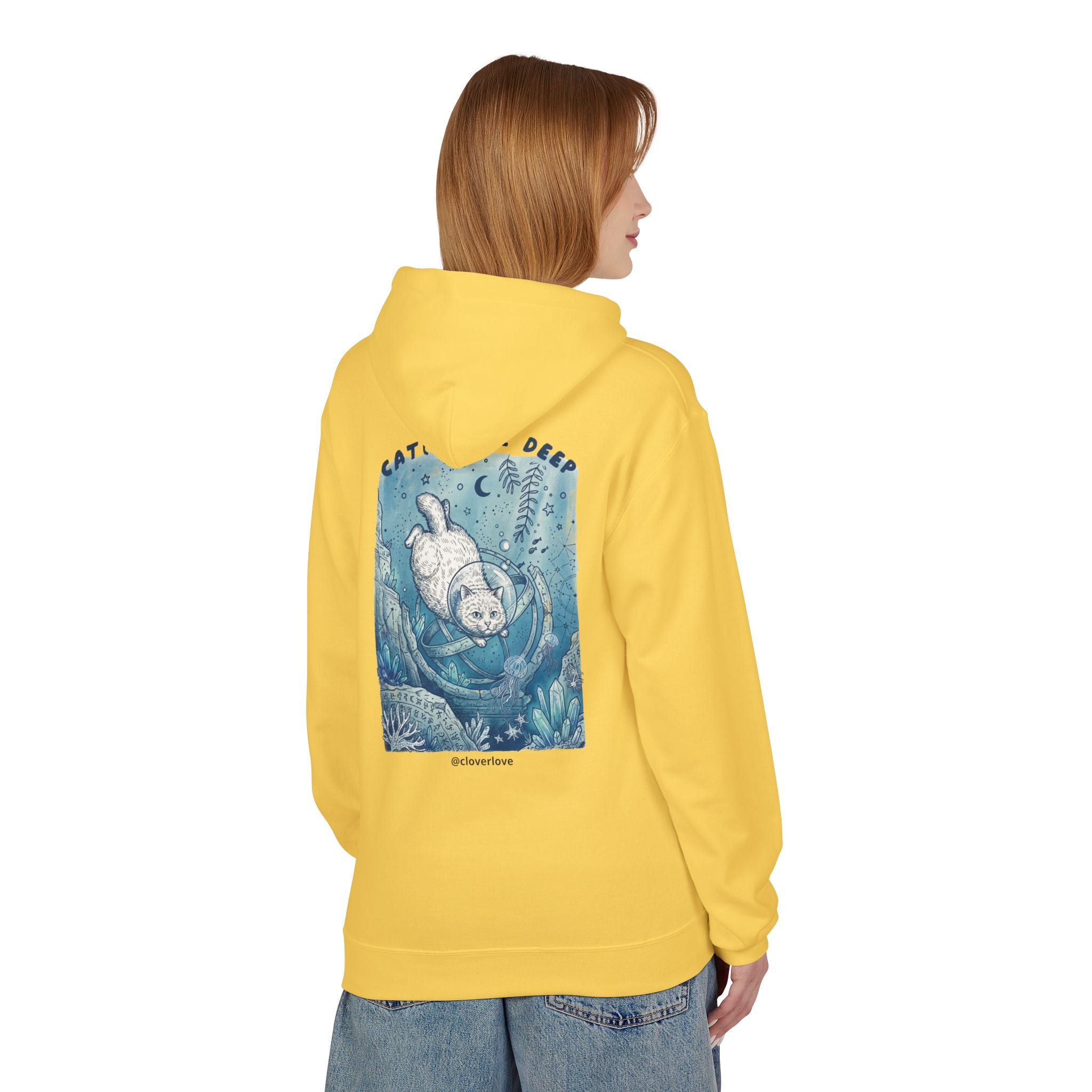 Katzen-Tiefseeabenteuer-Kapuzenpulli | Vintage Ozeanforscher Grafik-Sweatshirt