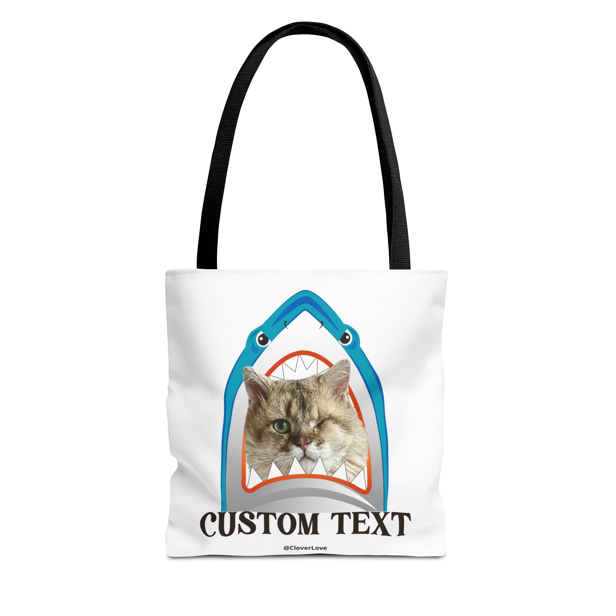 Funny Cat Tote Bag | Custom Pet Photo Shark Summer Bag