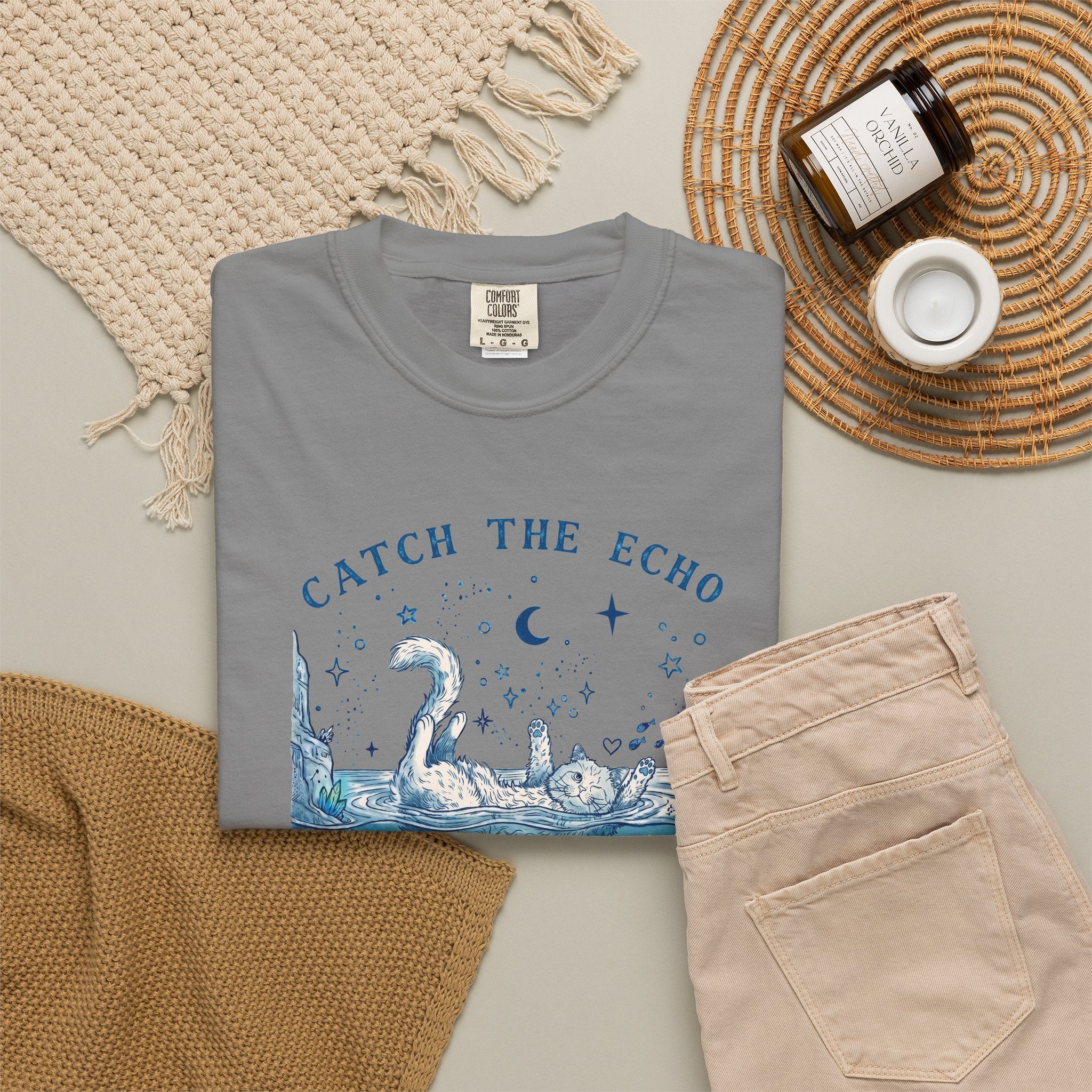 Catch The Echo Cat T-Shirt - Vintage Fantasy Animal Shirt for Cat Lovers