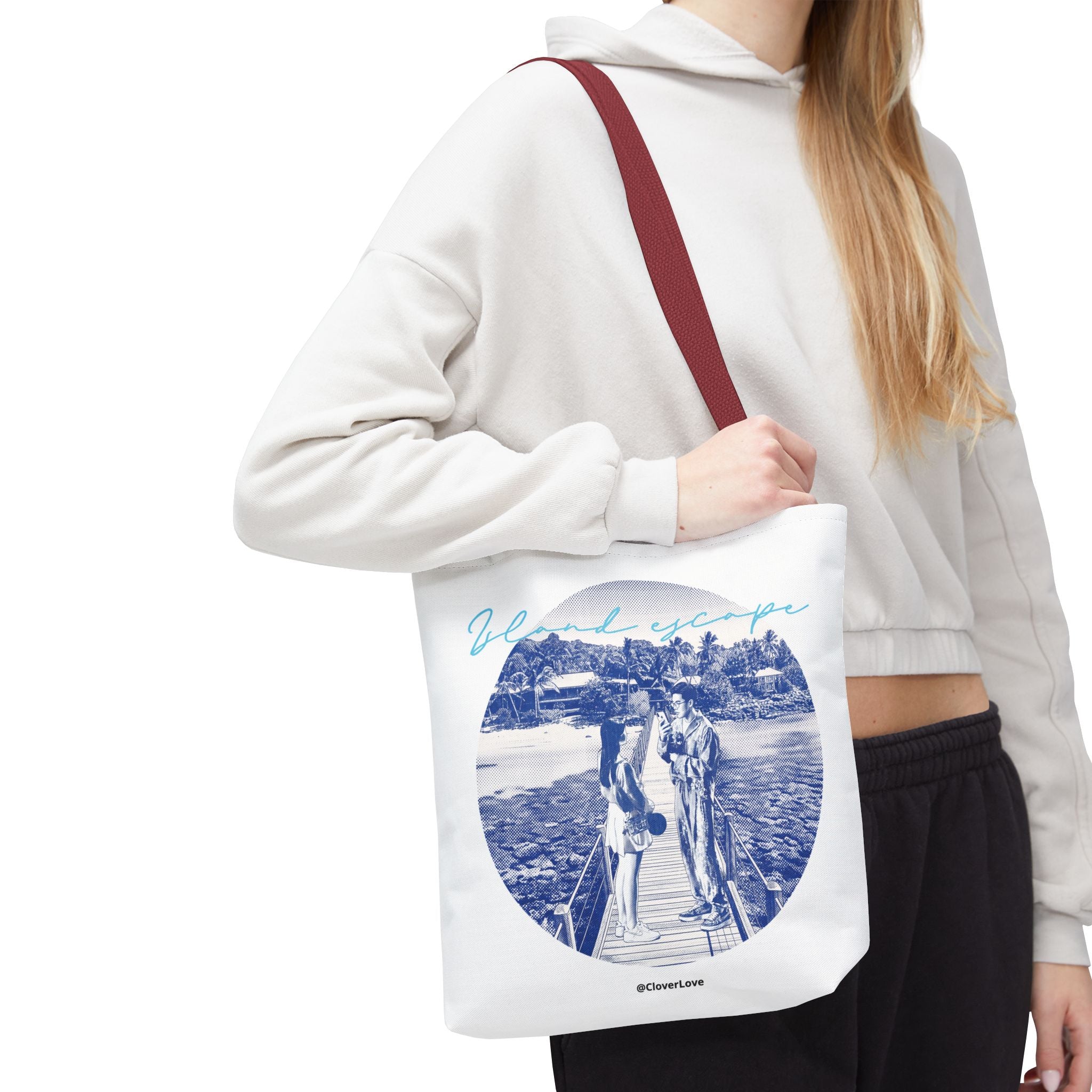 Island Escape Tote Bag | Vintage Beach Travel Canvas Bag