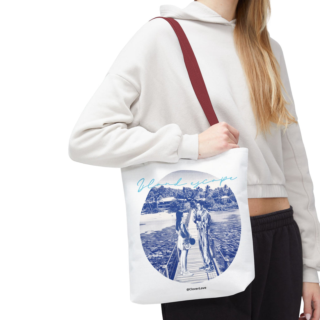 Island Escape Tote Bag | Vintage Beach Travel Canvas Bag