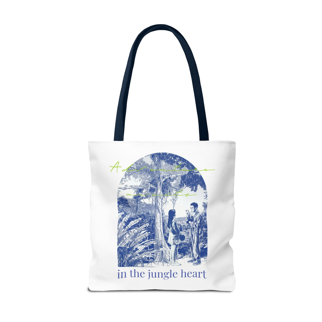 In The Jungle Heart Travel Tote Bag | Vintage Jungle Adventure Canvas Tote Bag