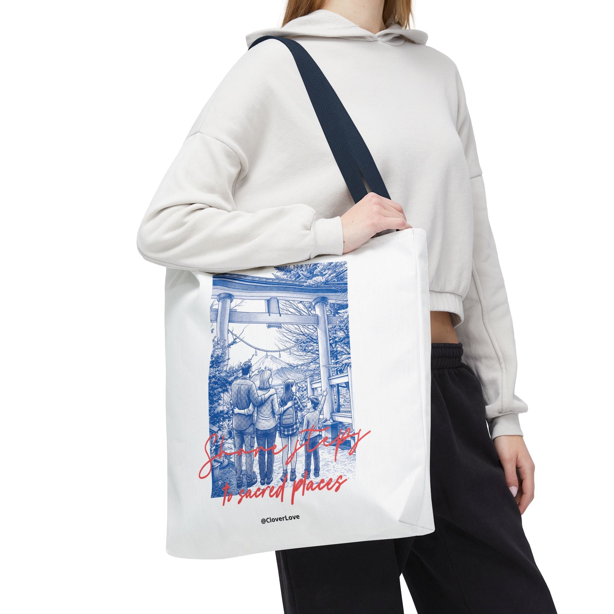 Japan Travel Tote Bag | Vintage Torii Gate Fuji Mountain Canvas Bag