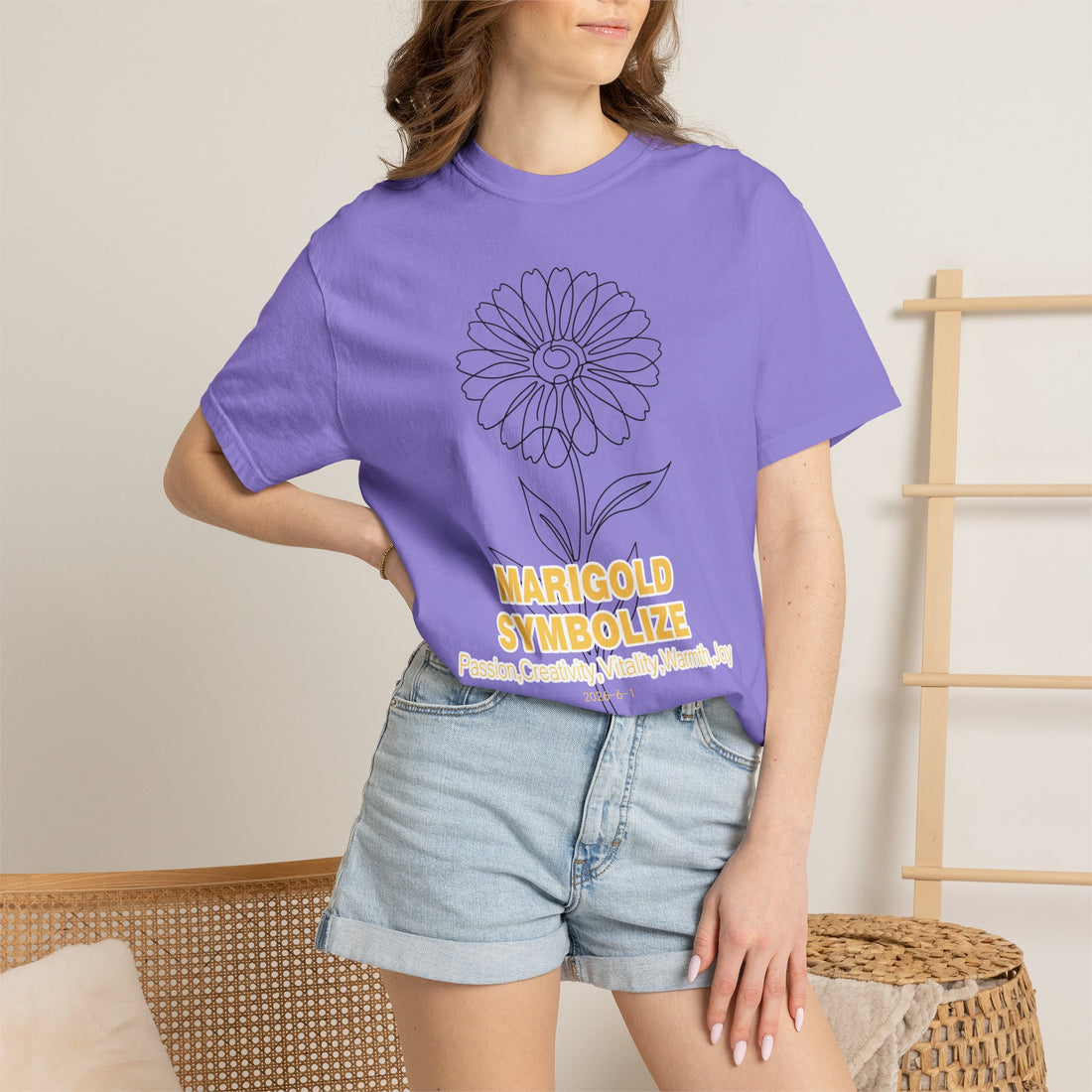 Marigold Flower T-Shirt - Botanical Graphic Shirt for Flower Lovers