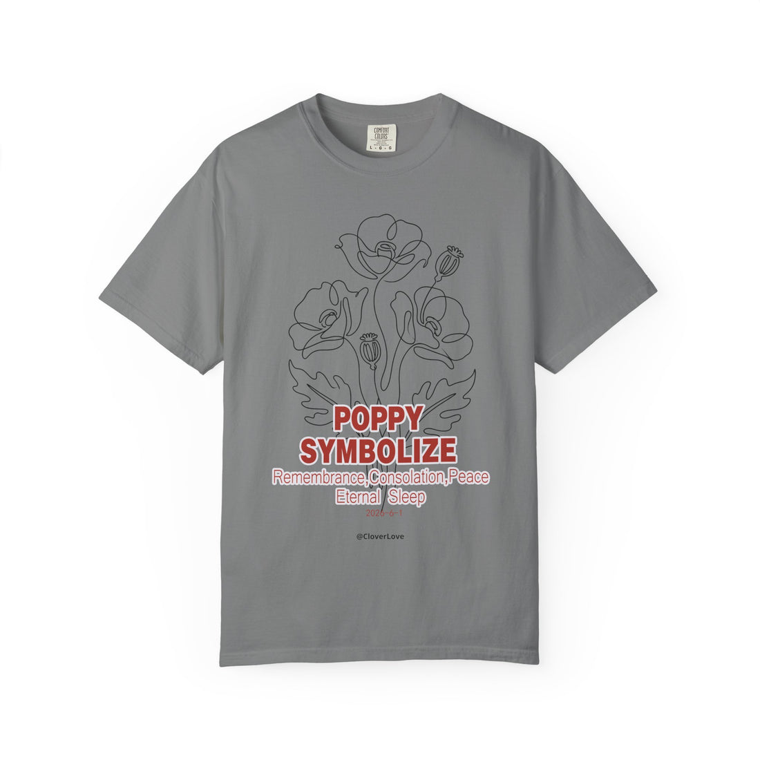 Poppy Flower T-Shirt - Memorial Botanical Graphic Shirt for Flower Lovers