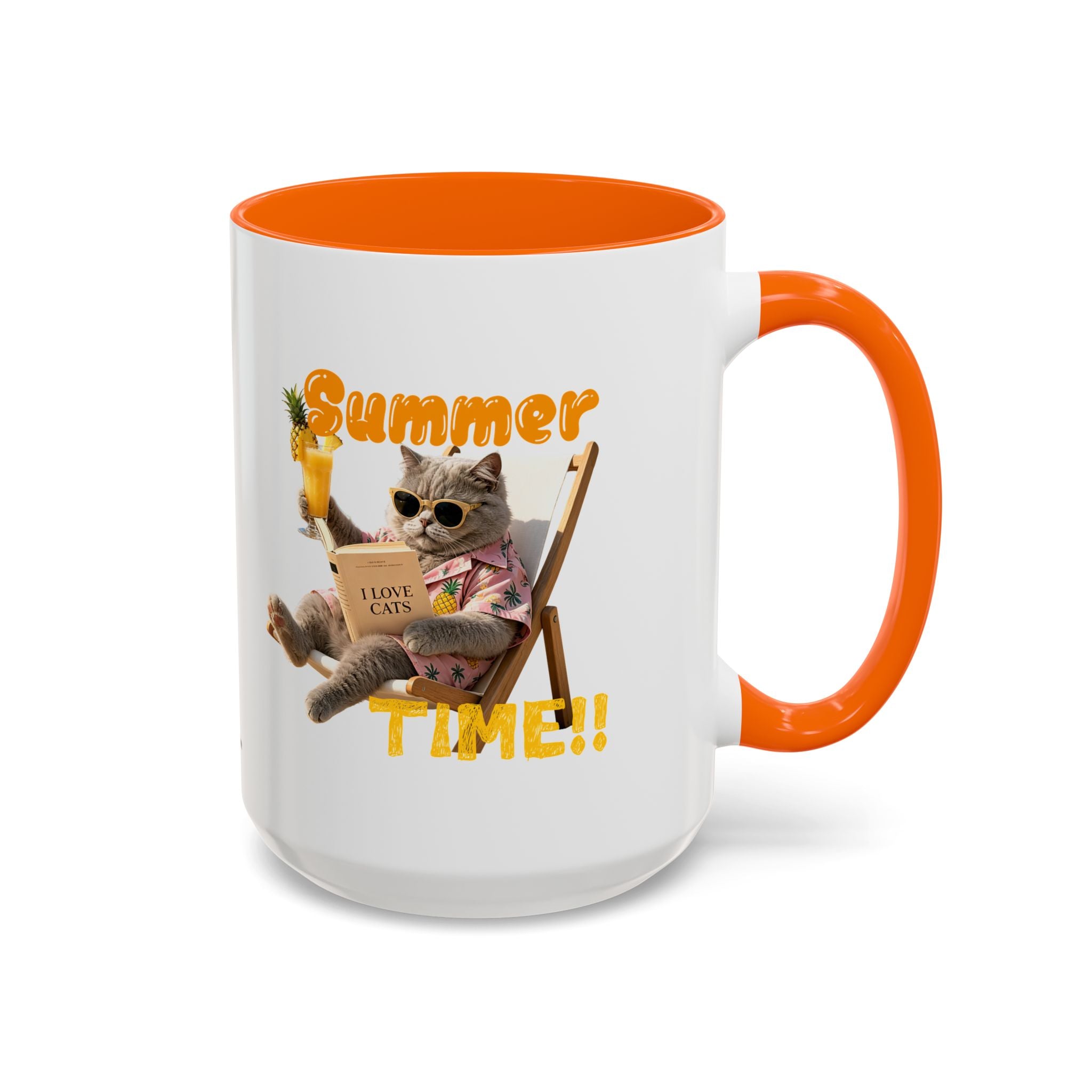 Lustige Katzen-Sommer-Tasse – Süße Strand-Kaffeetasse für Katzenliebhaber
