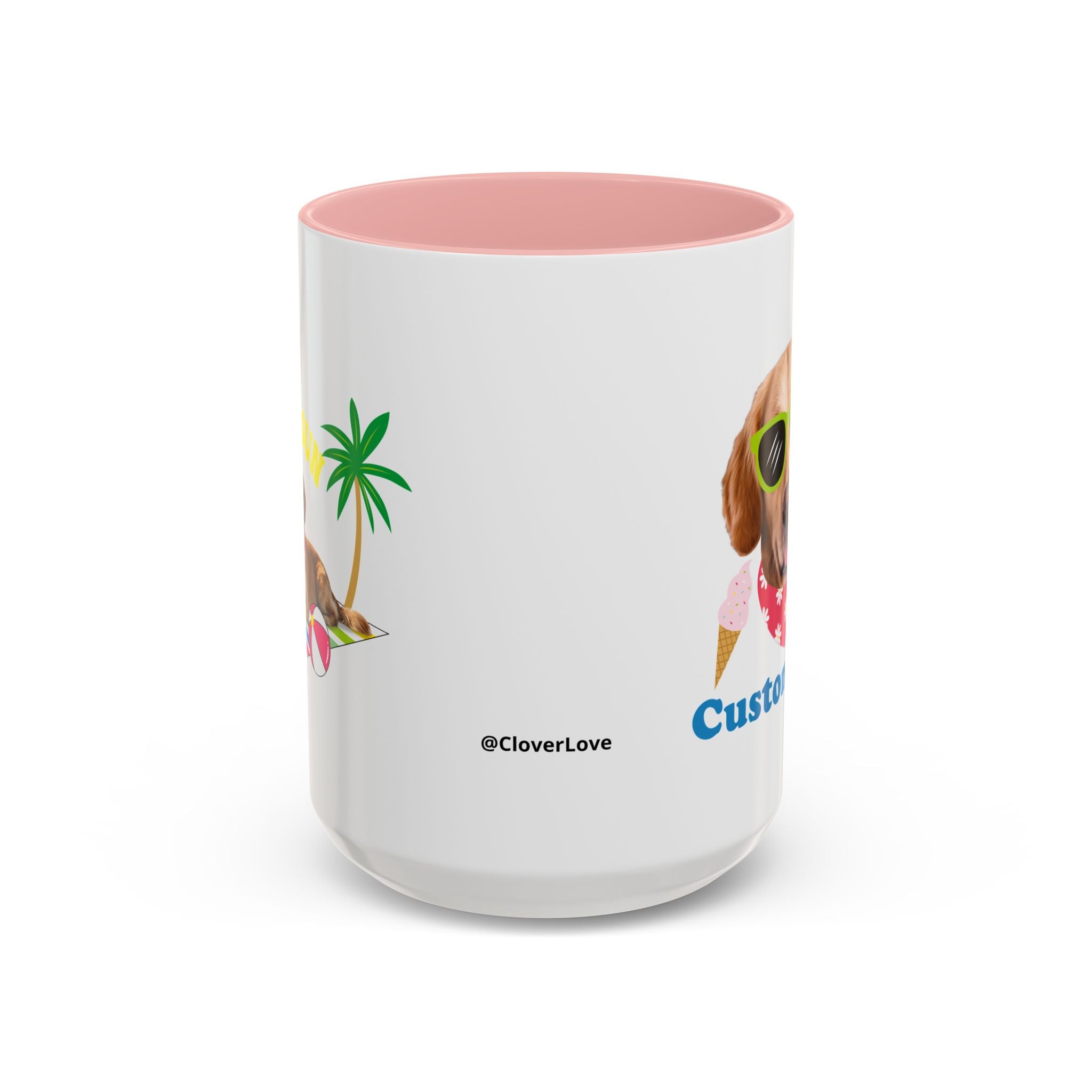 Cute Summer Dog Mug | Personalized Dog Photo Coffee Cup With Custom Text
