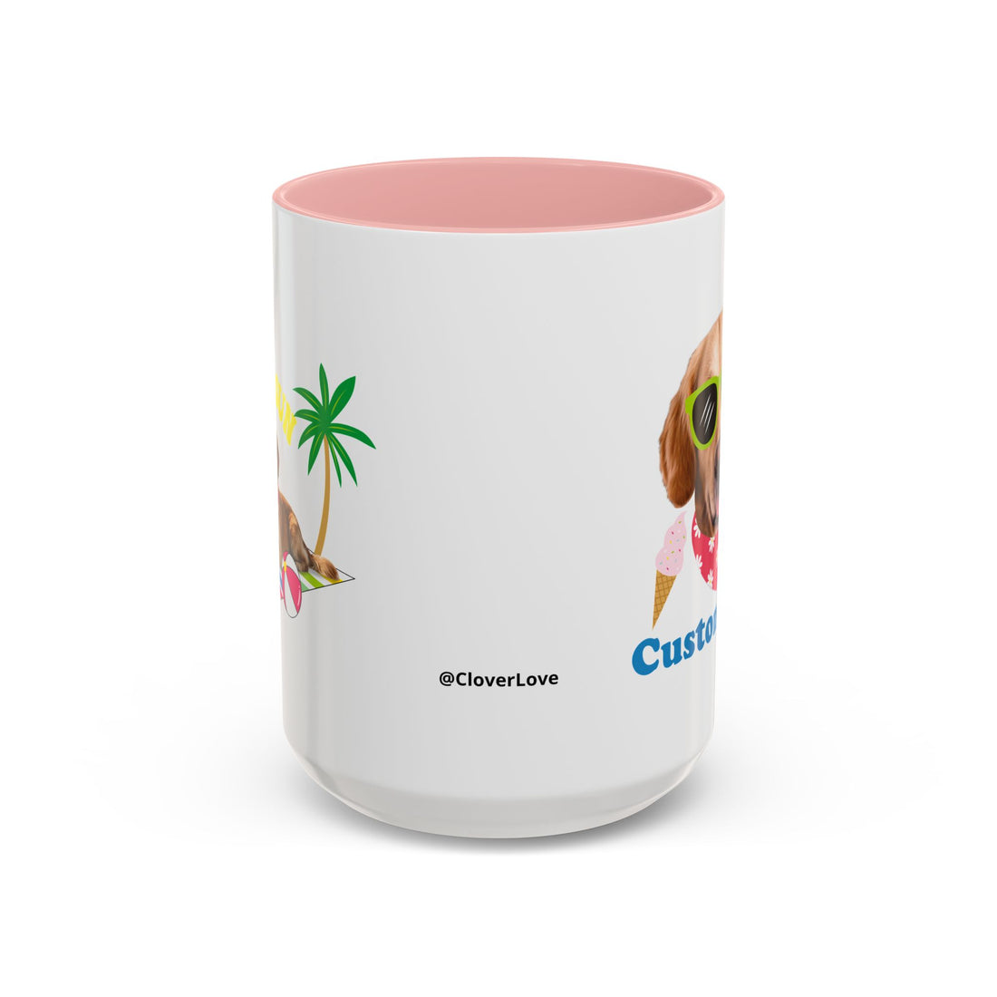 Cute Summer Dog Mug | Personalized Dog Photo Coffee Cup With Custom Text