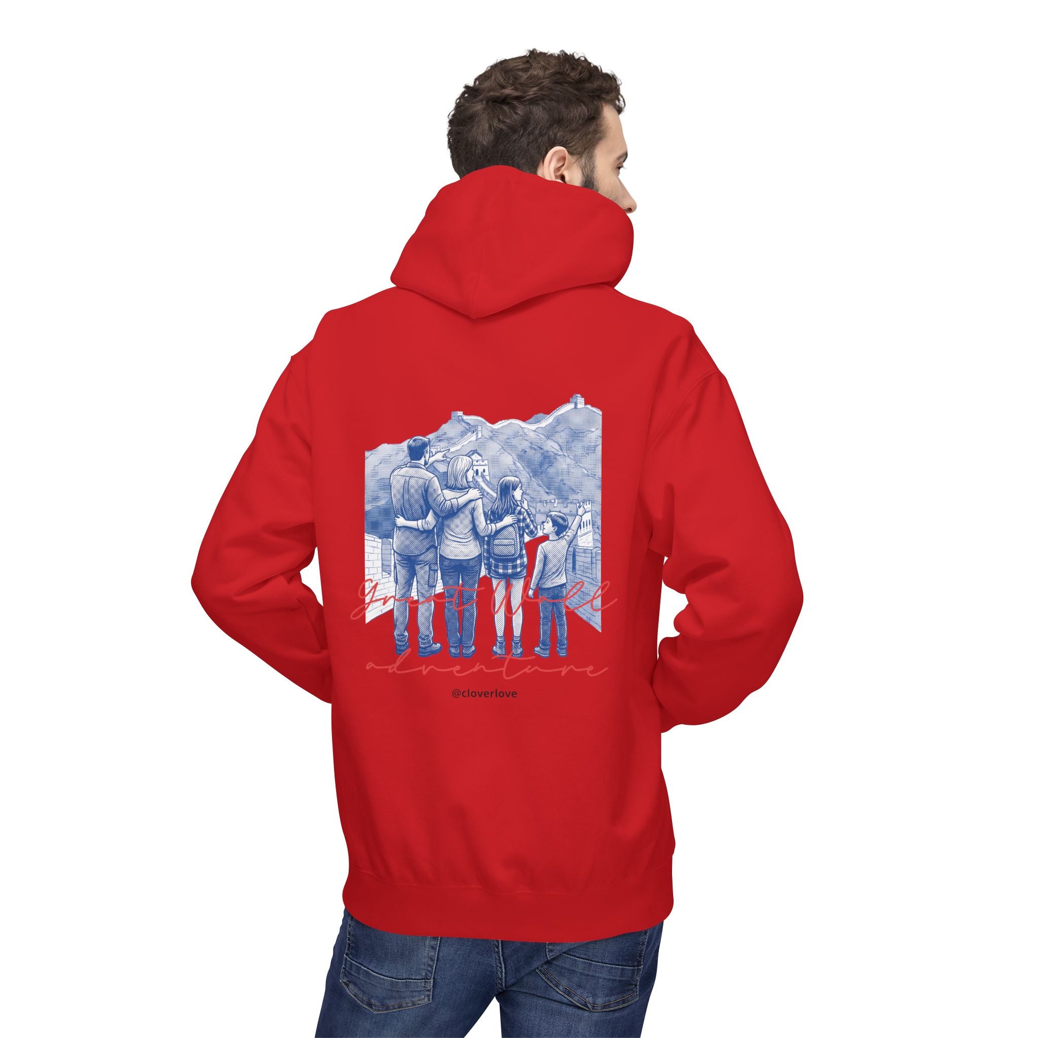 Große Mauer Familienabenteuer Hoodie – Vintage Reise Wahrzeichen Grafik Pullover Sweatshirt