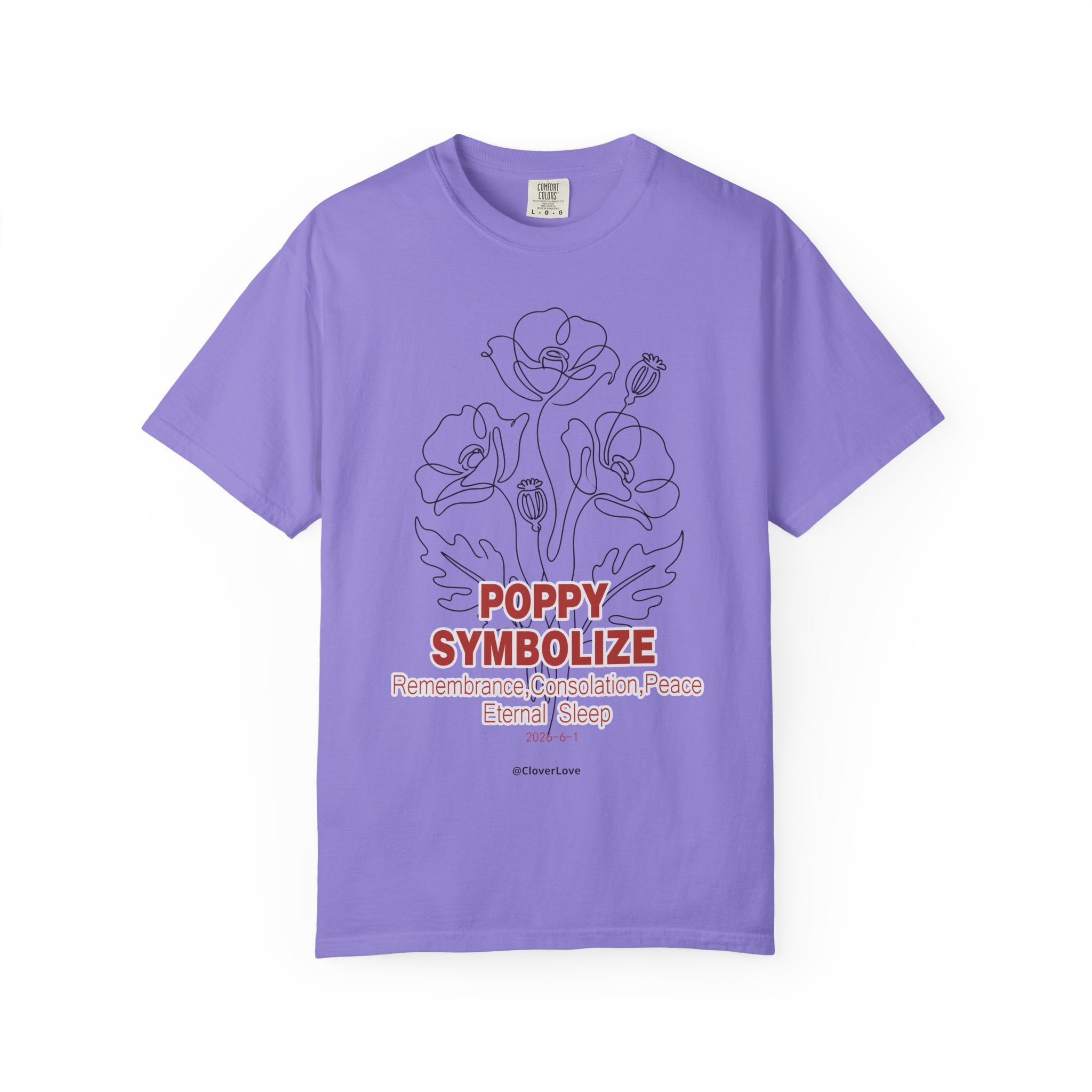 Poppy Flower T-Shirt - Memorial Botanical Graphic Shirt for Flower Lovers