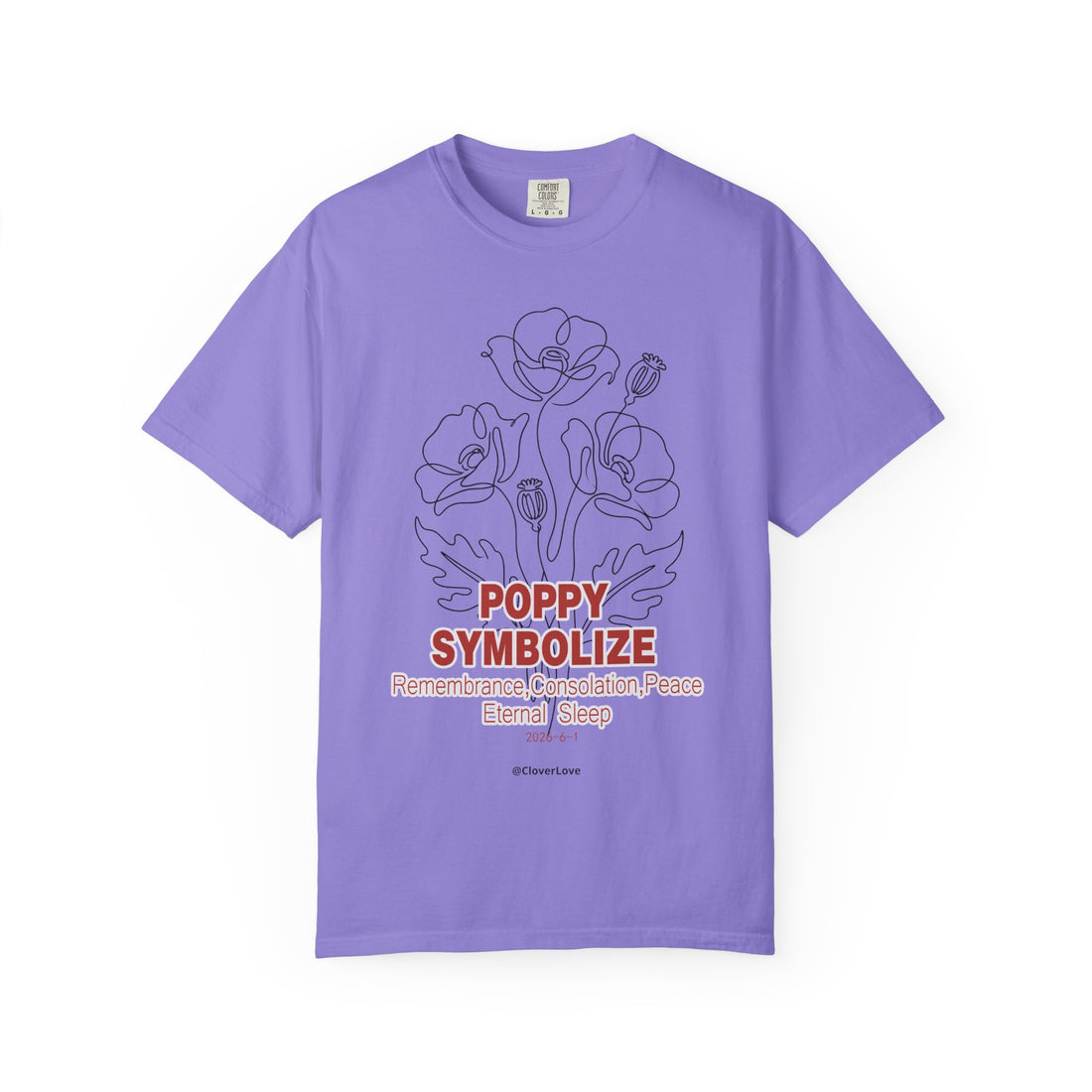 Poppy Flower T-Shirt - Memorial Botanical Graphic Shirt for Flower Lovers
