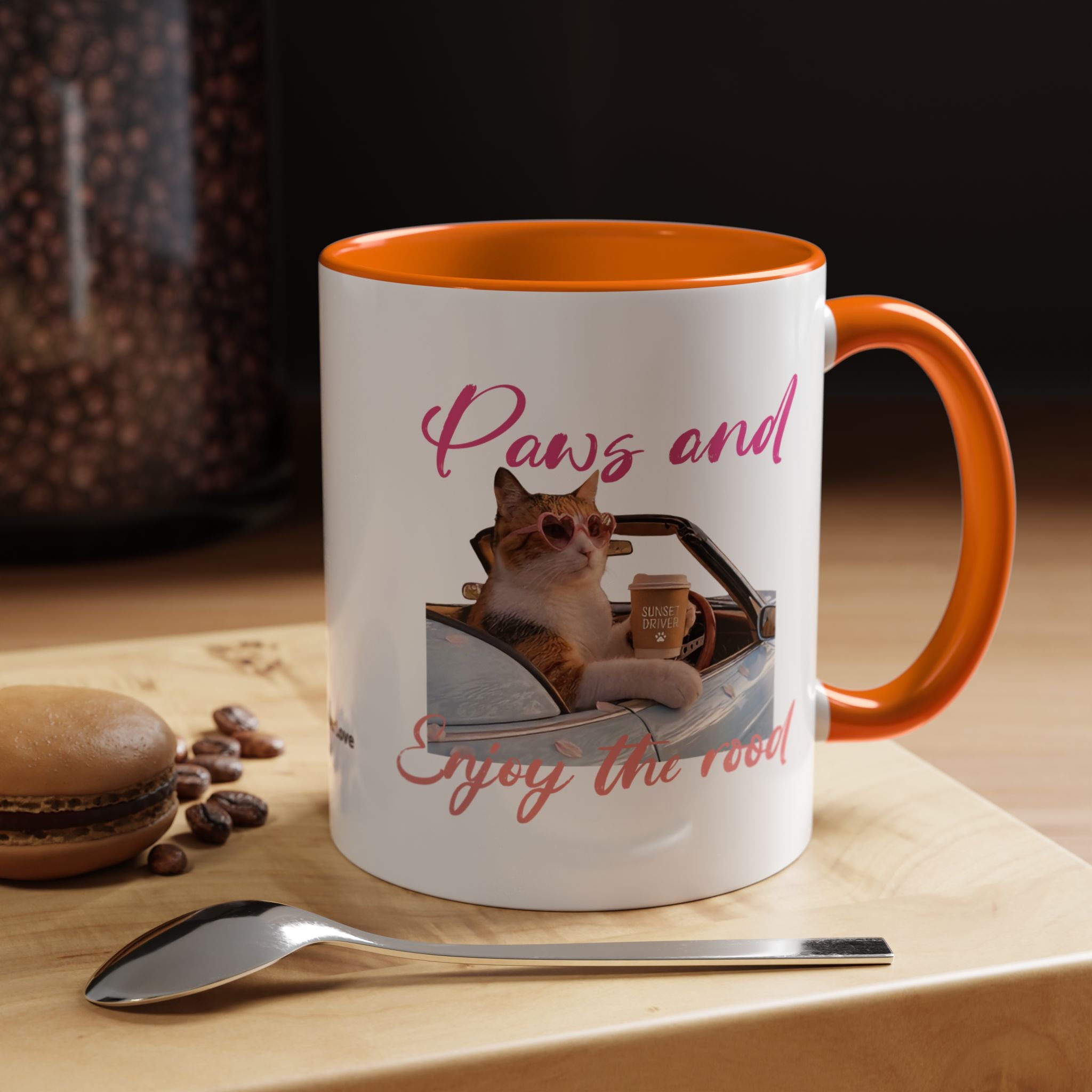 Road Trip Cat Mug | Personalized Summer Cat Coffee Cup With Custom Text