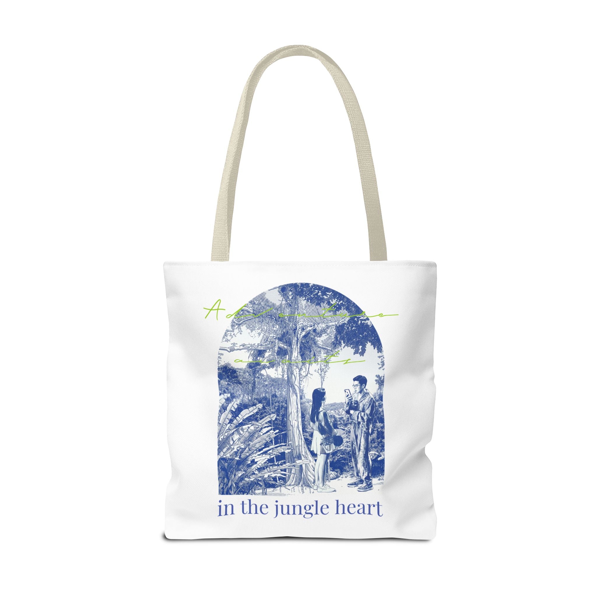 In The Jungle Heart Travel Tote Bag | Vintage Jungle Adventure Canvas Tote Bag