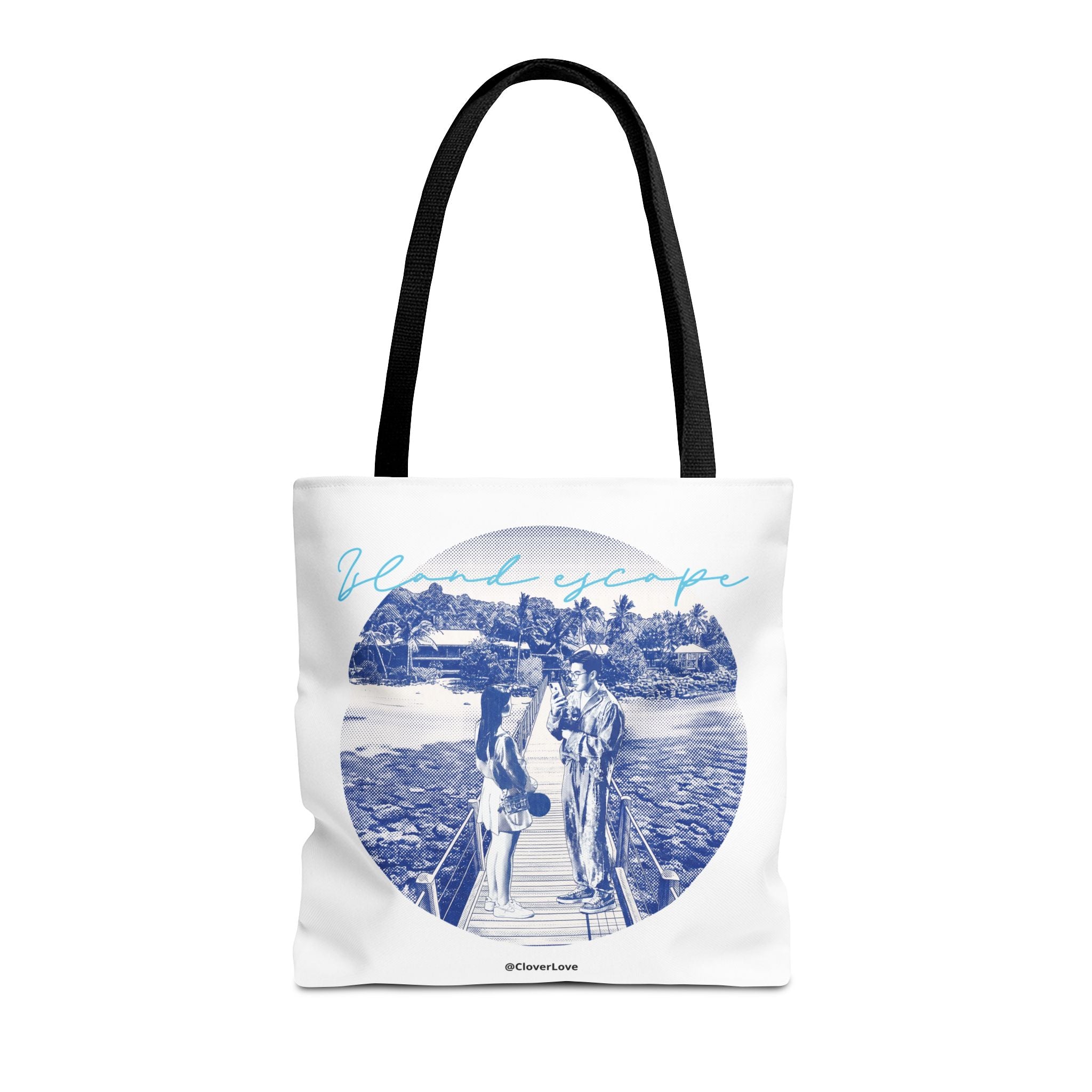Island Escape Tote Bag | Vintage Beach Travel Canvas Bag