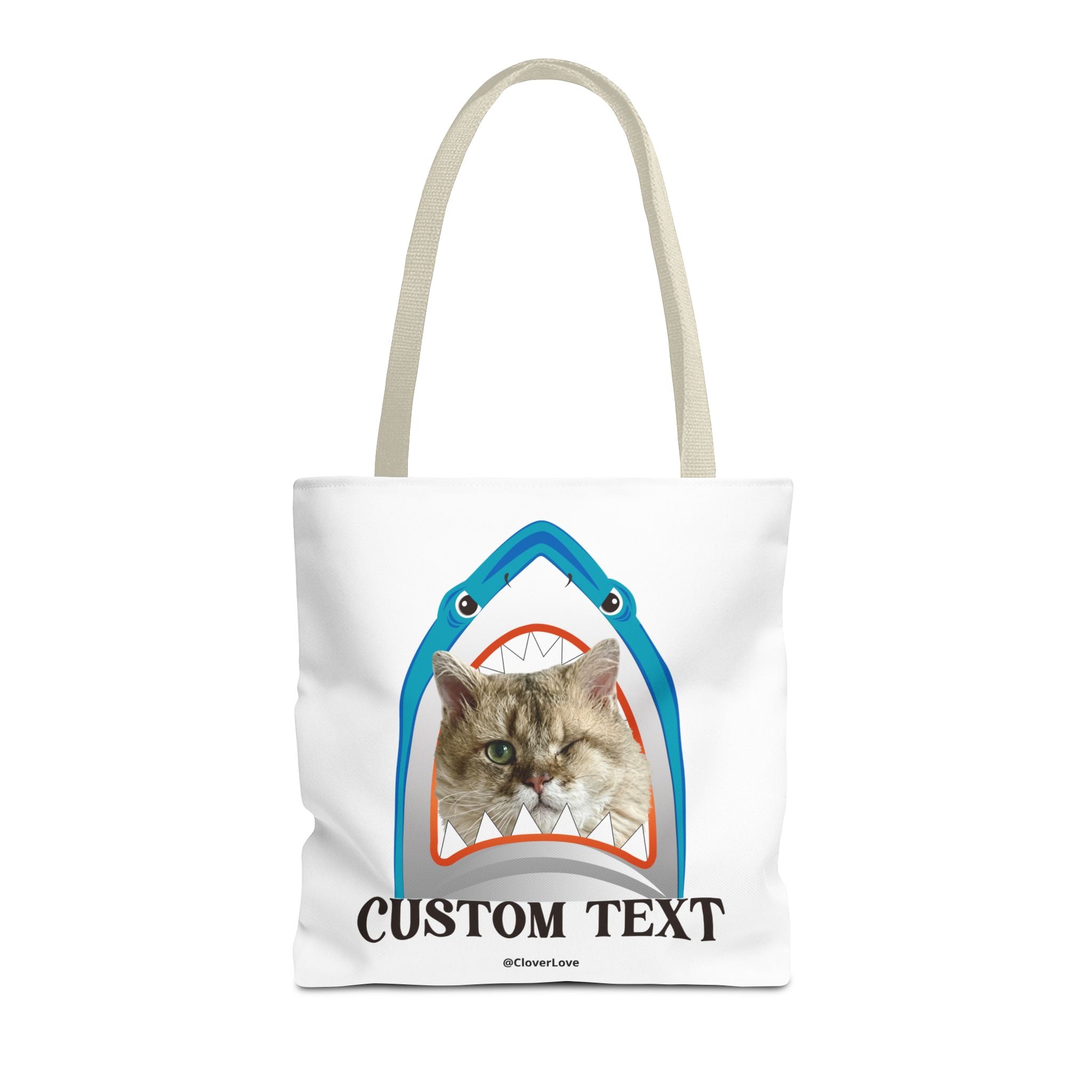 Funny Cat Tote Bag | Custom Pet Photo Shark Summer Bag